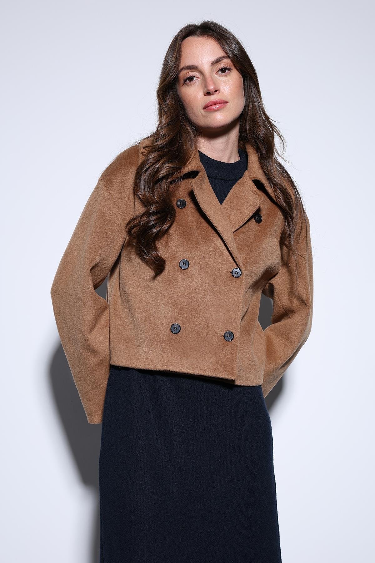 Antioch-Antioch Camel Kruvaze Kadın Kısa Kaban-Kaban-1-Milagron.com