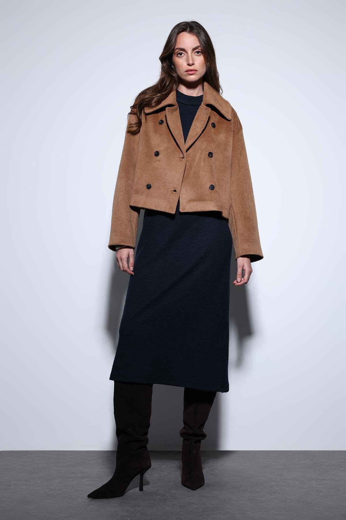 Antioch-Antioch Camel Kruvaze Kadın Kısa Kaban-Kaban-2-Milagron.com