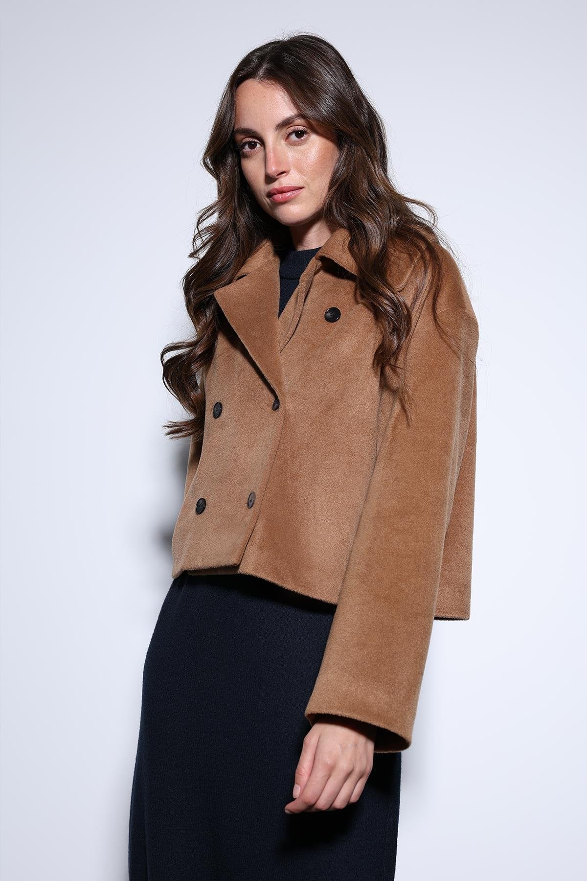 Antioch-Antioch Camel Kruvaze Kadın Kısa Kaban-Kaban-5-Milagron.com