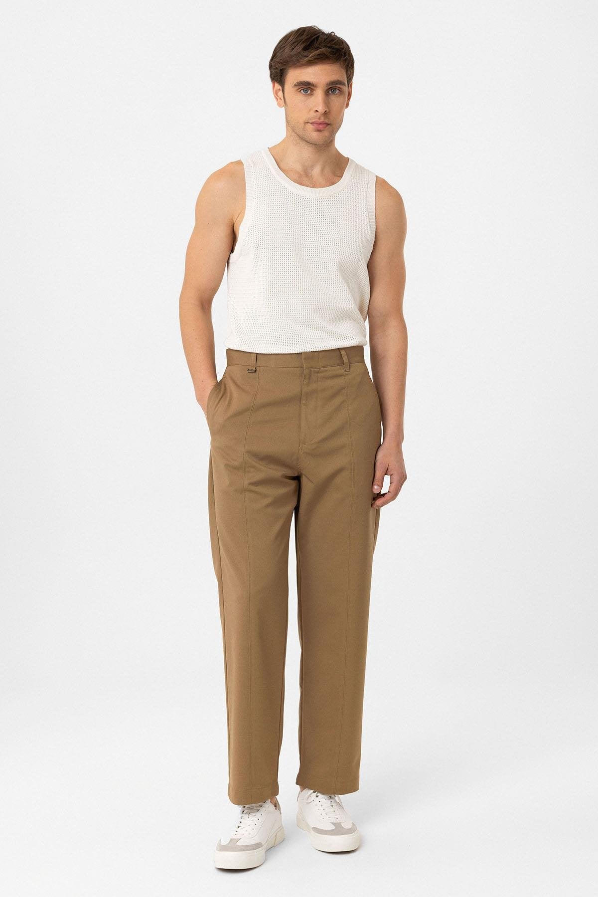 Antioch-Camel Straight Fit Erkek Pantolon-Kumaş Pantolon-1-Milagron.com