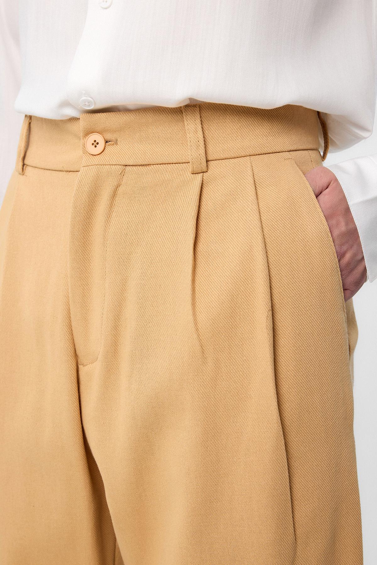 Antioch-Antioch Camel Yüksek Bel Pamuklu Erkek Pantolon-Kumaş Pantolon-2-Milagron.com