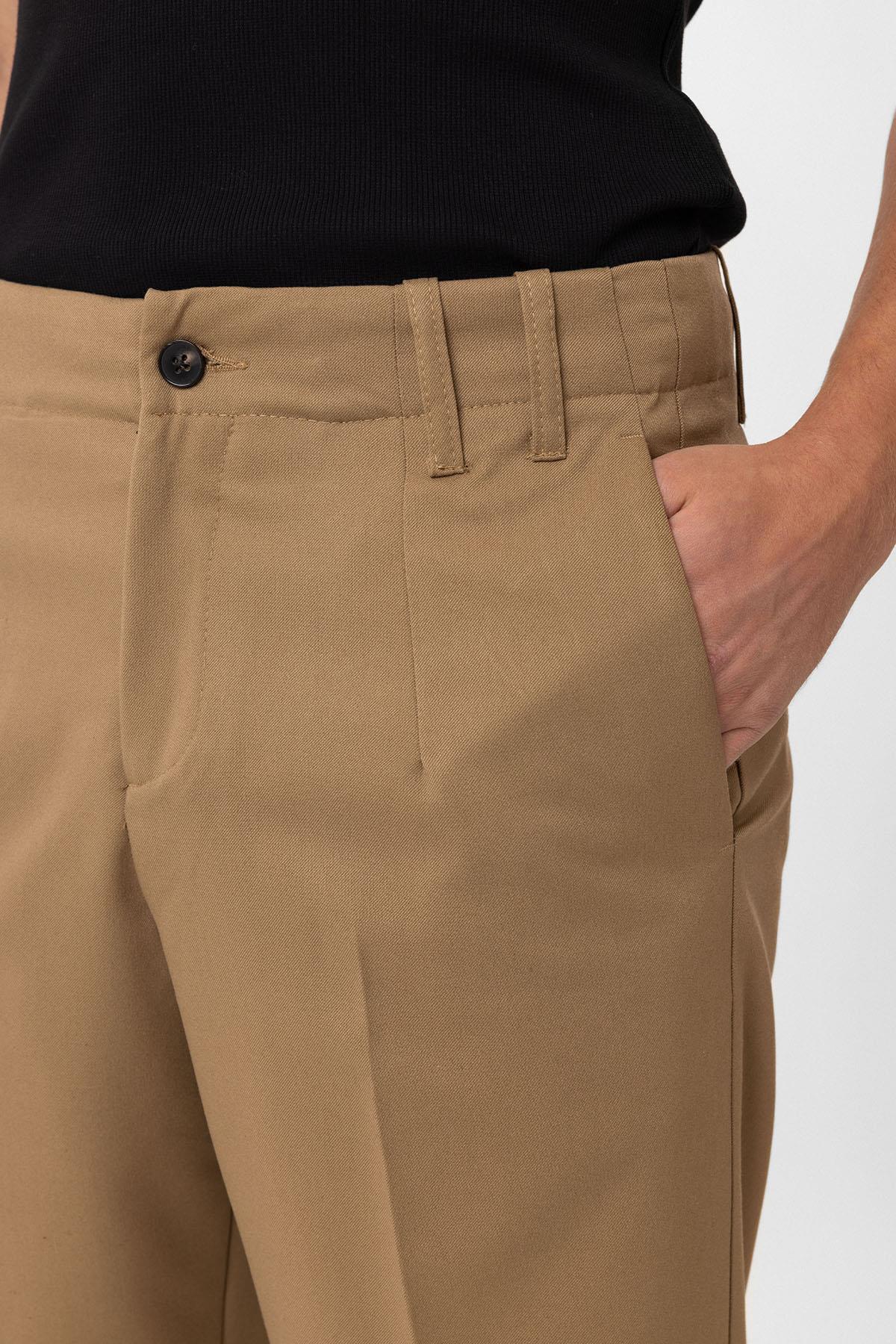 Antioch-Camel Yüksek Bel Straight Fit Erkek Pantolon-Kumaş Pantolon-4-Milagron.com