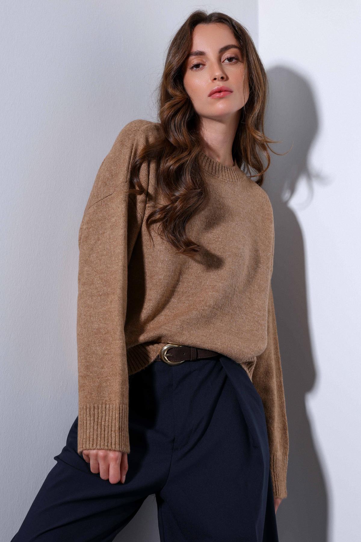 Antioch-Antioch Camel Yün Karışımlı Kadın Kazak-Kazak-6-Milagron.com