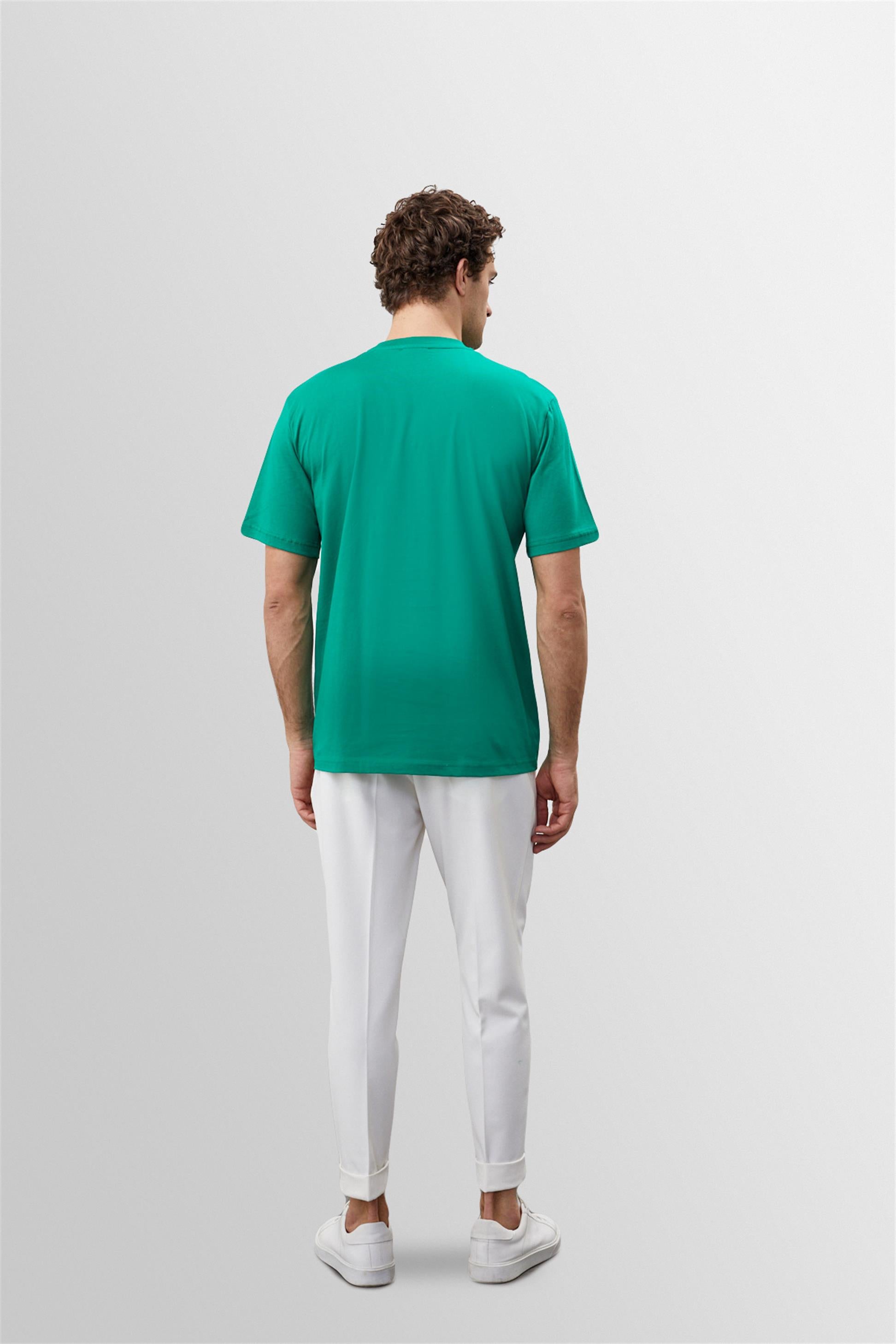 Antioch-Çimen Yeşili Bisiklet Yaka Basic T Shirt-T-Shirts-6-Milagron.com