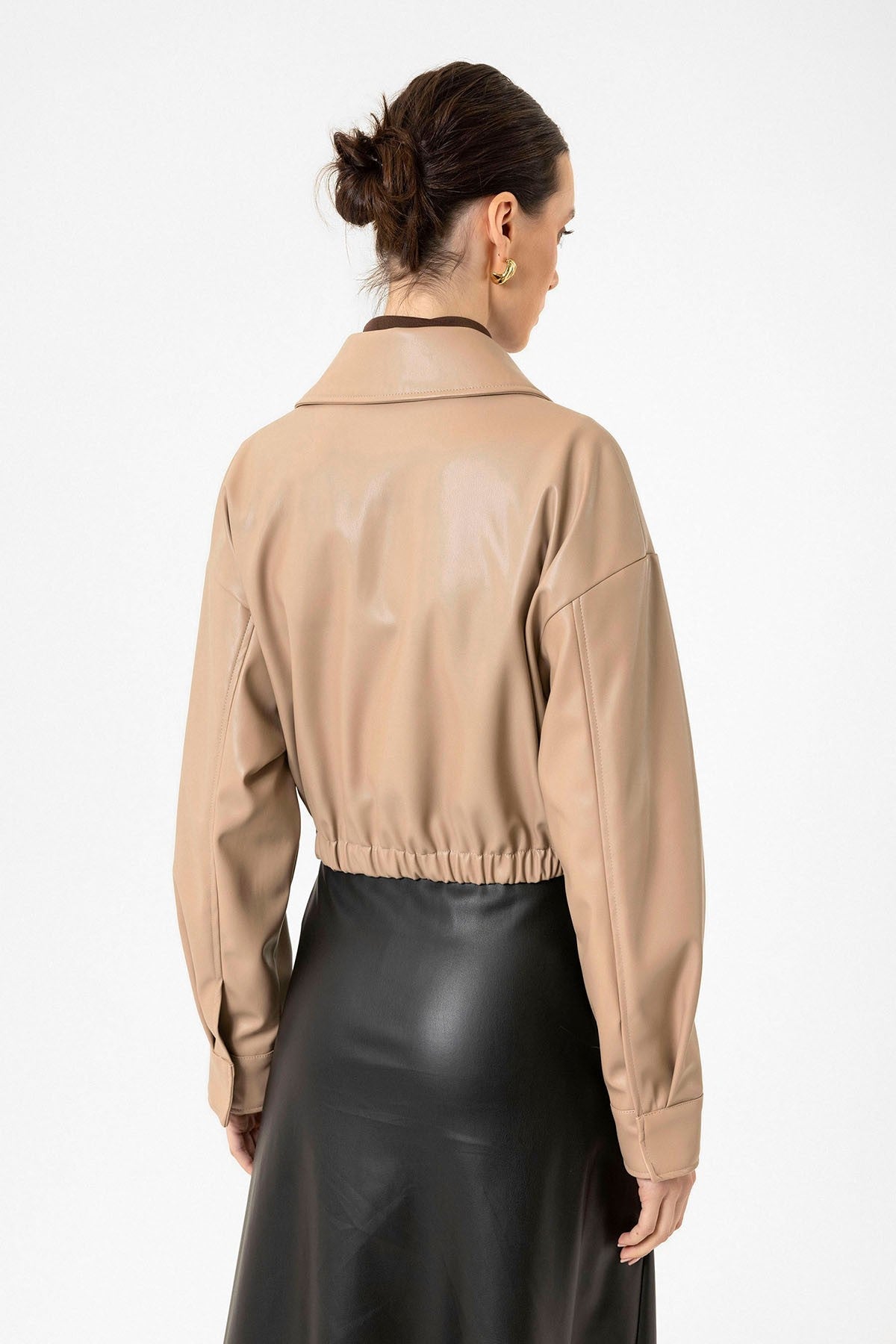 Antioch Crop Suni Deri Kadın Ceket