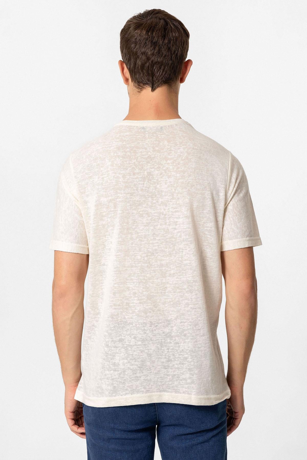 Antioch Ekru Basic Bisiklet Yaka Erkek T-Shirt