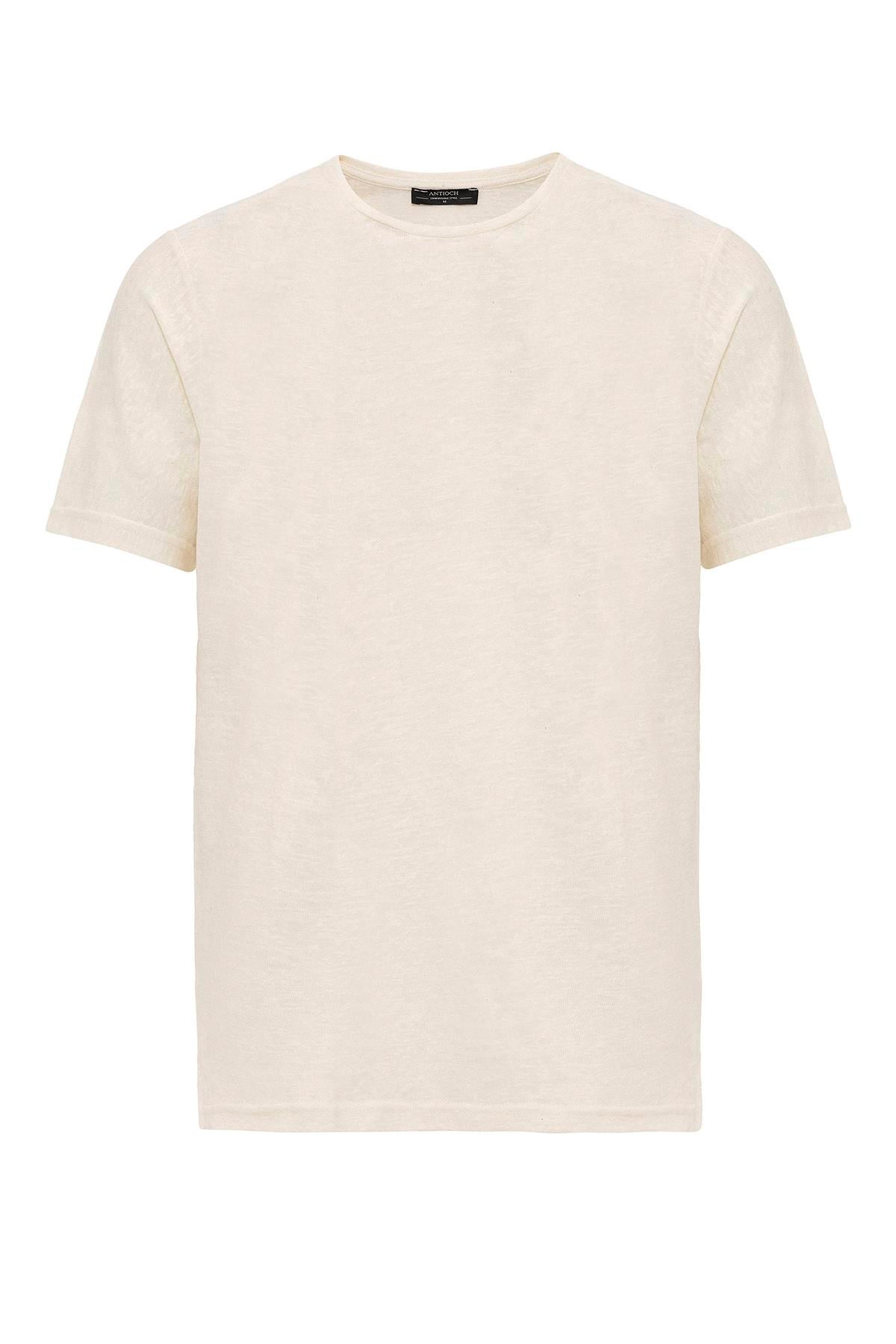 Antioch Ekru Basic Bisiklet Yaka Erkek T-Shirt