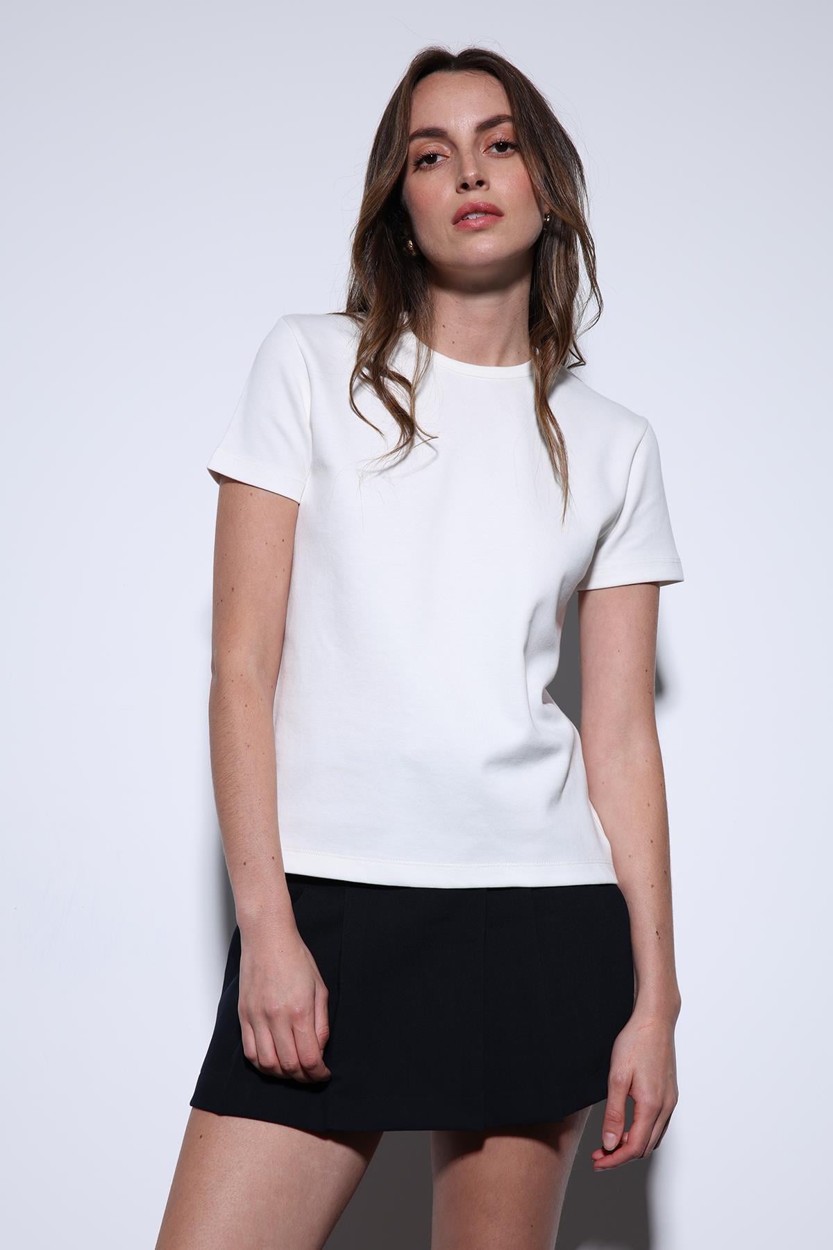 Antioch Ekru Basic Kadın T-Shirt