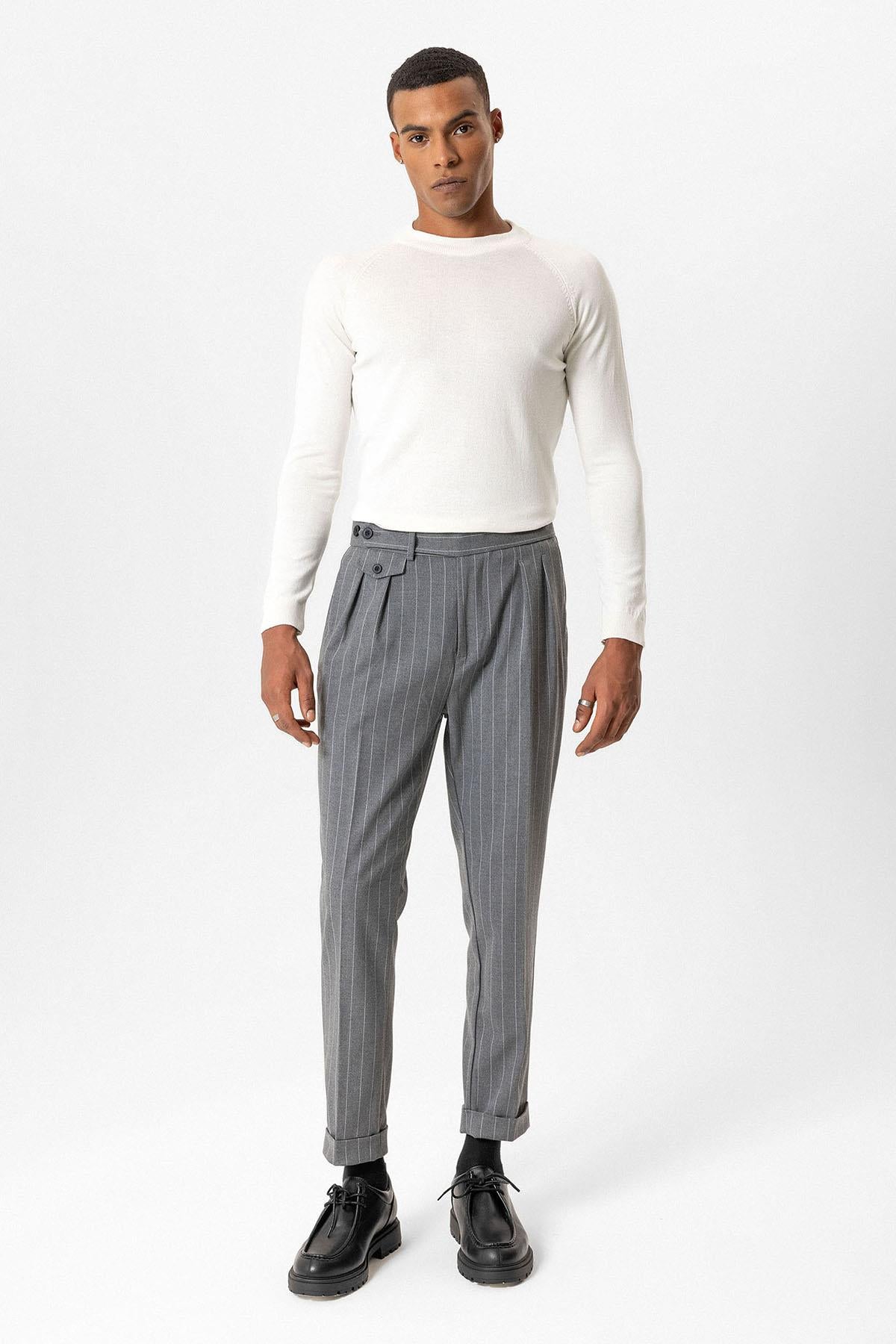 Antioch-Ekru Bisiklet Yaka Slim Fit Triko Kazak-Kazak & Triko-2-Milagron.com