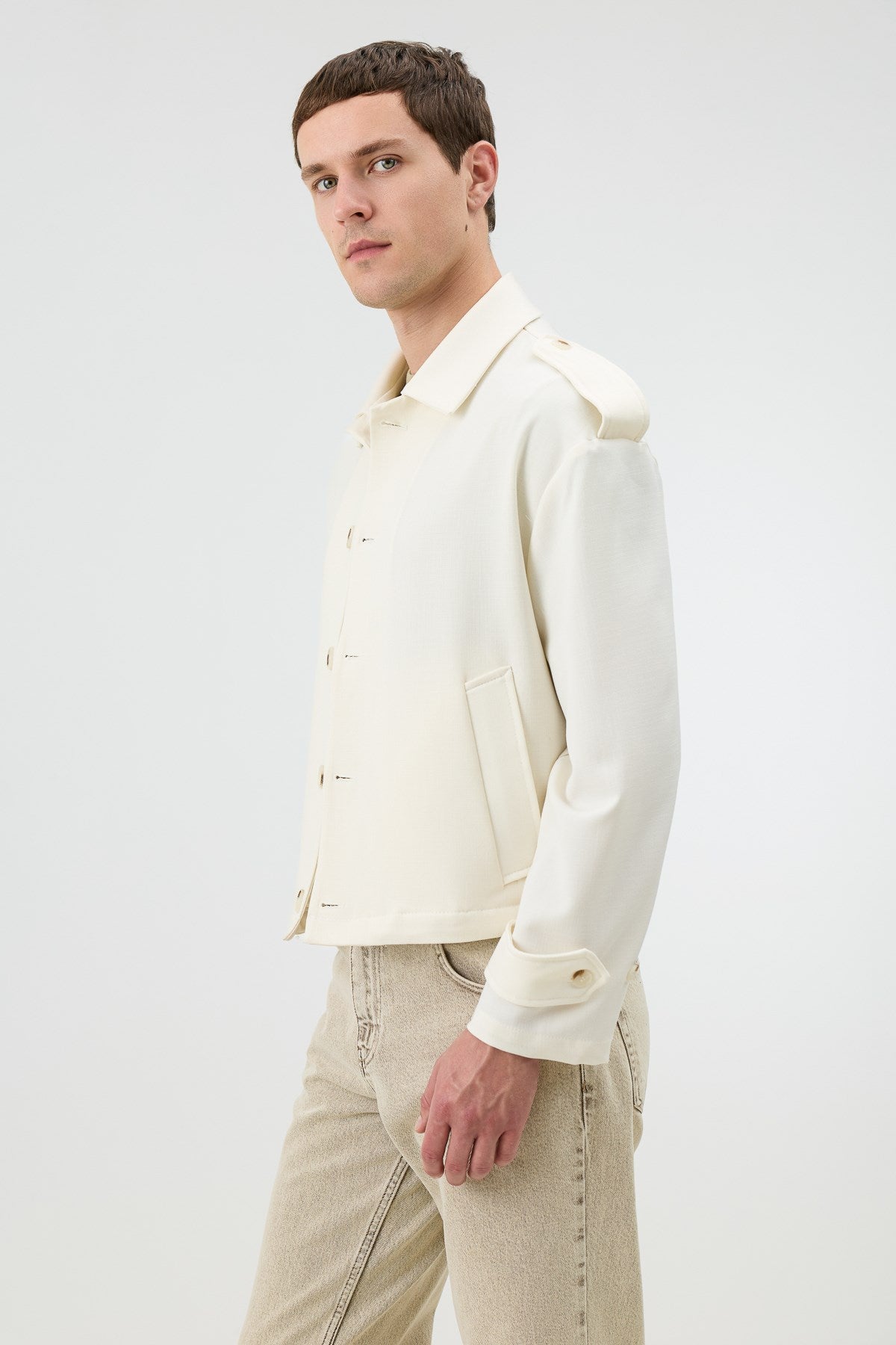 Antioch Ekru Boxy Fit Erkek Mont