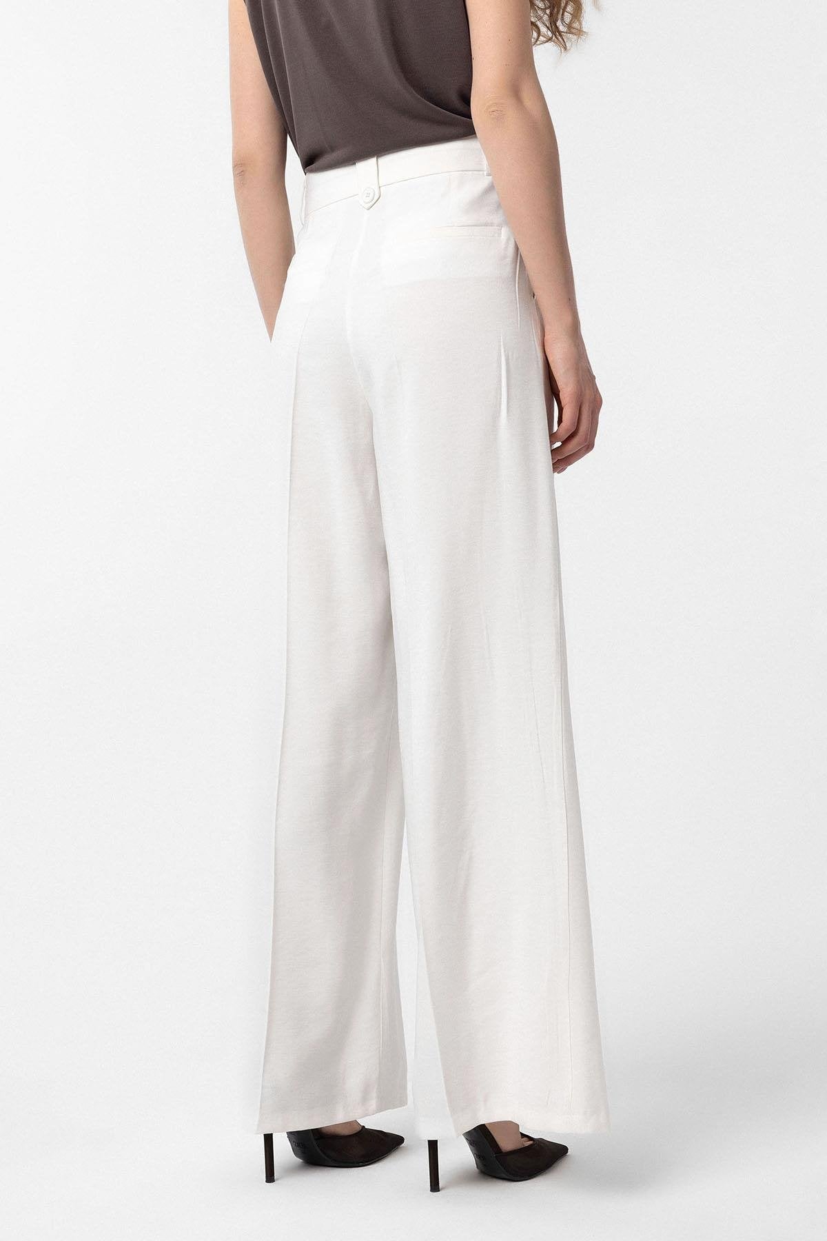 Antioch-Ekru Çift Pilili Kadın Pantolon-Kumaş Pantolon-4-Milagron.com