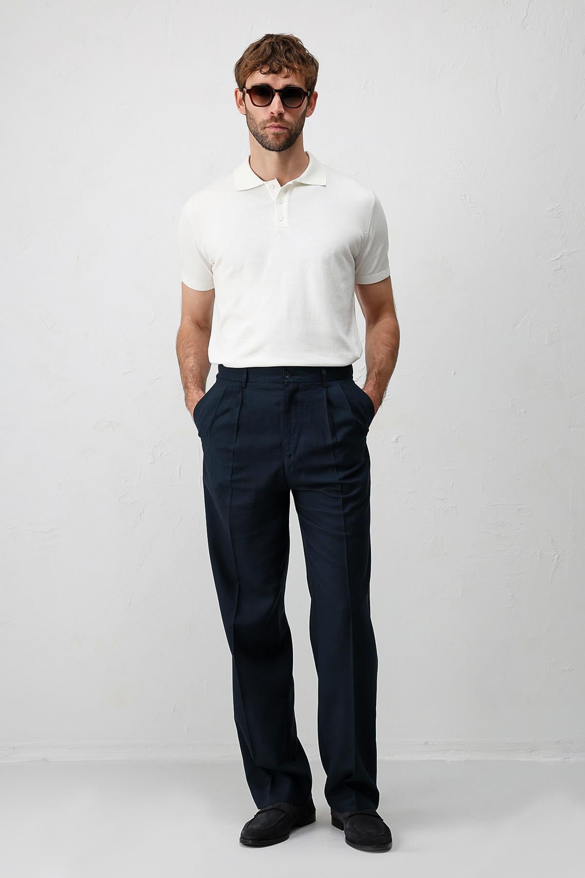 Antioch Ekru Comfort Slim Polo Yaka Erkek Triko T-Shirt