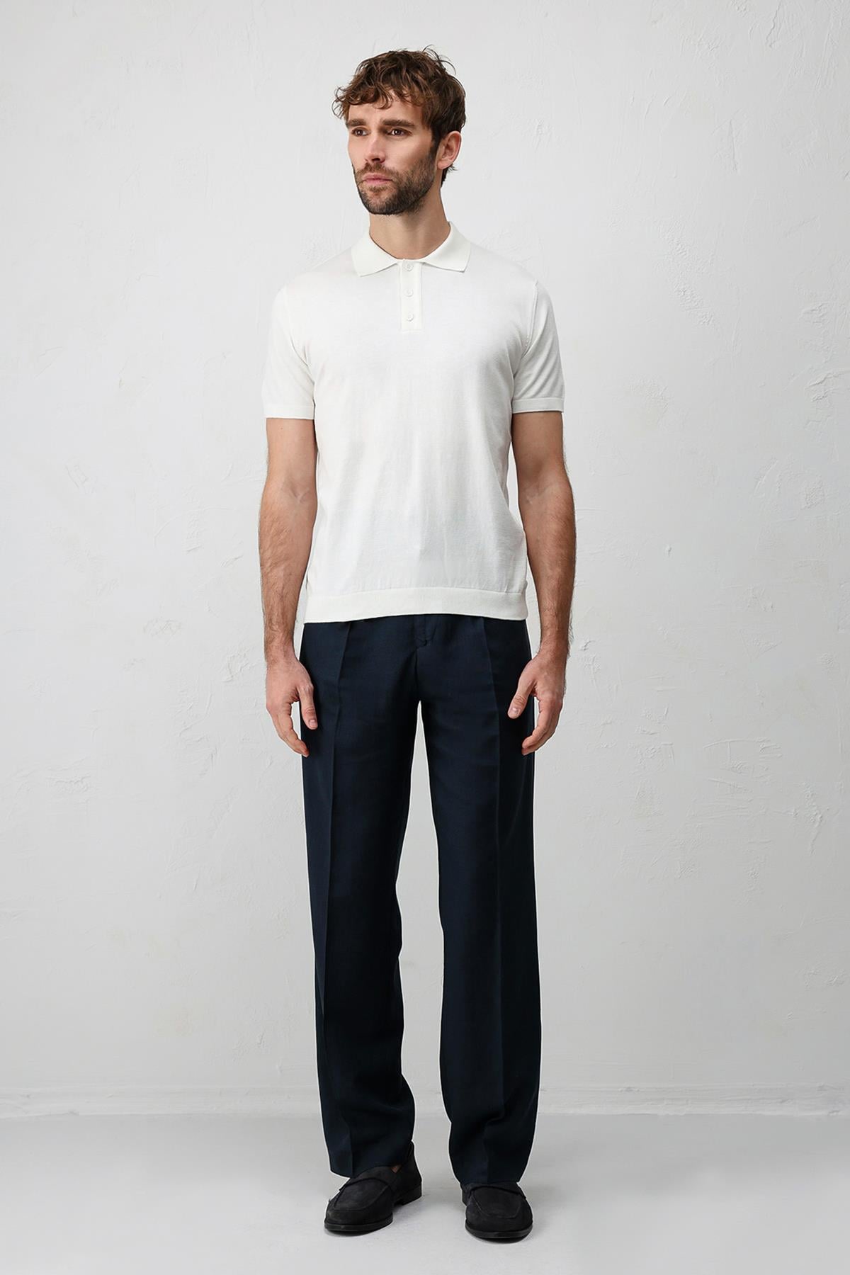 Antioch Ekru Comfort Slim Polo Yaka Erkek Triko T-Shirt