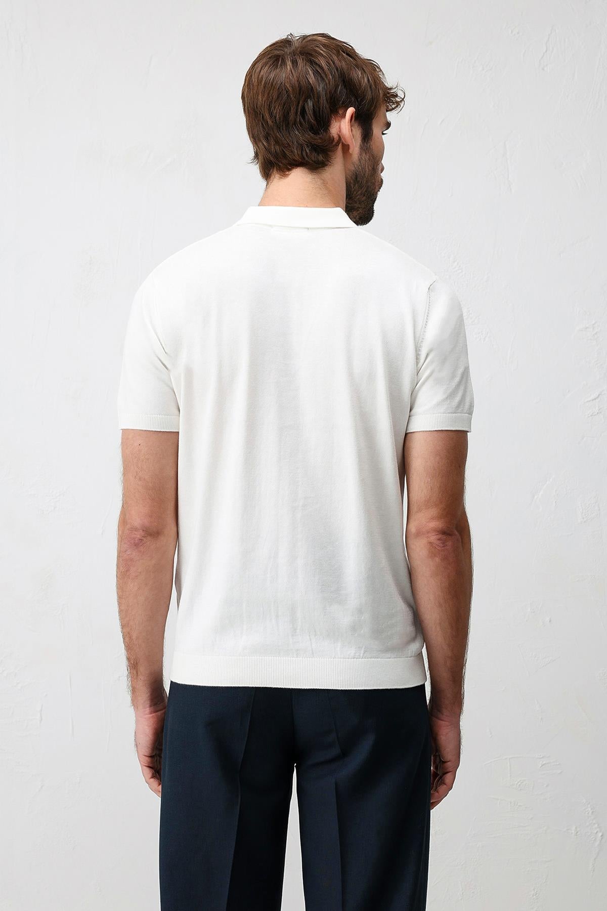 Antioch Ekru Comfort Slim Polo Yaka Erkek Triko T-Shirt
