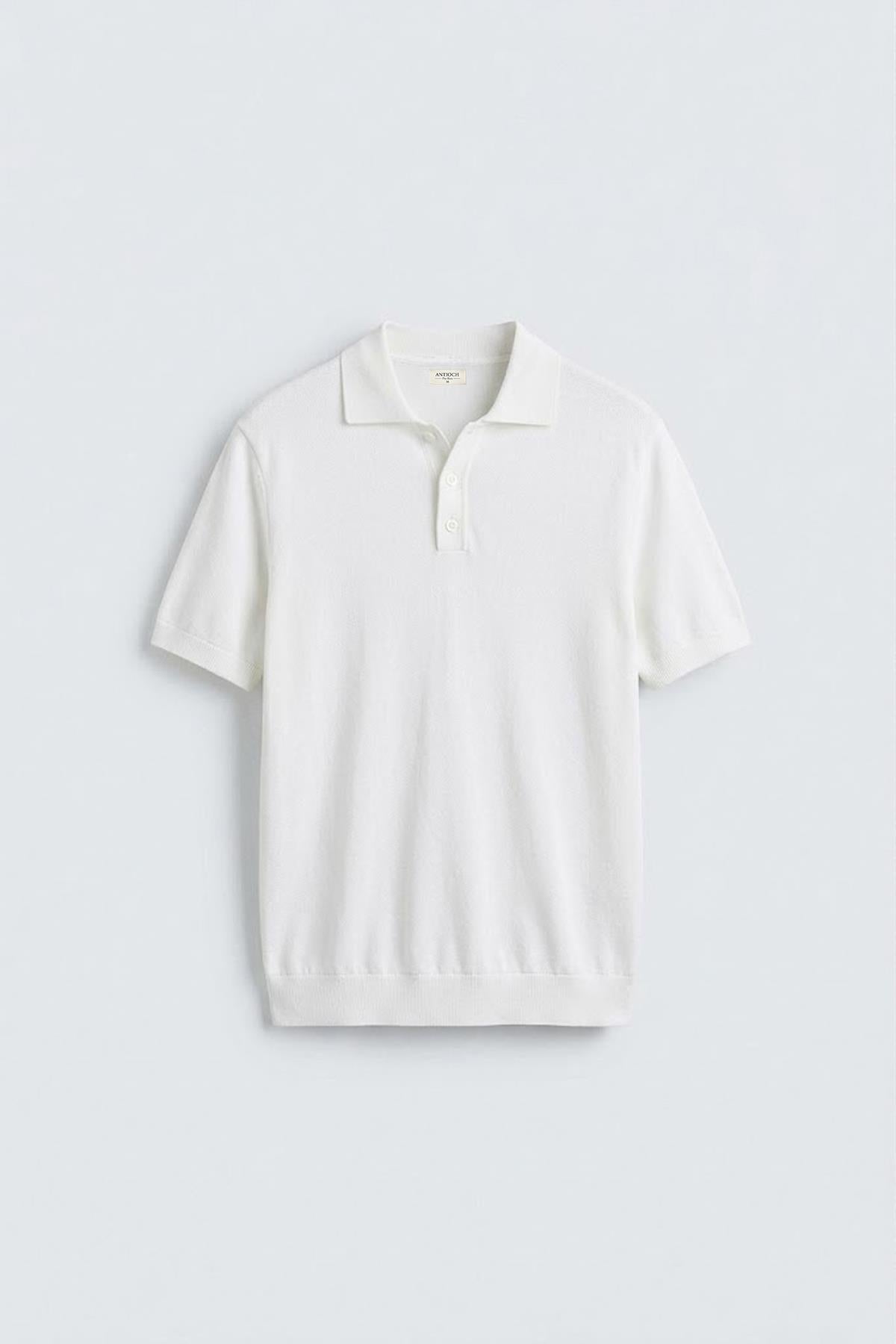 Antioch Ekru Comfort Slim Polo Yaka Erkek Triko T-Shirt