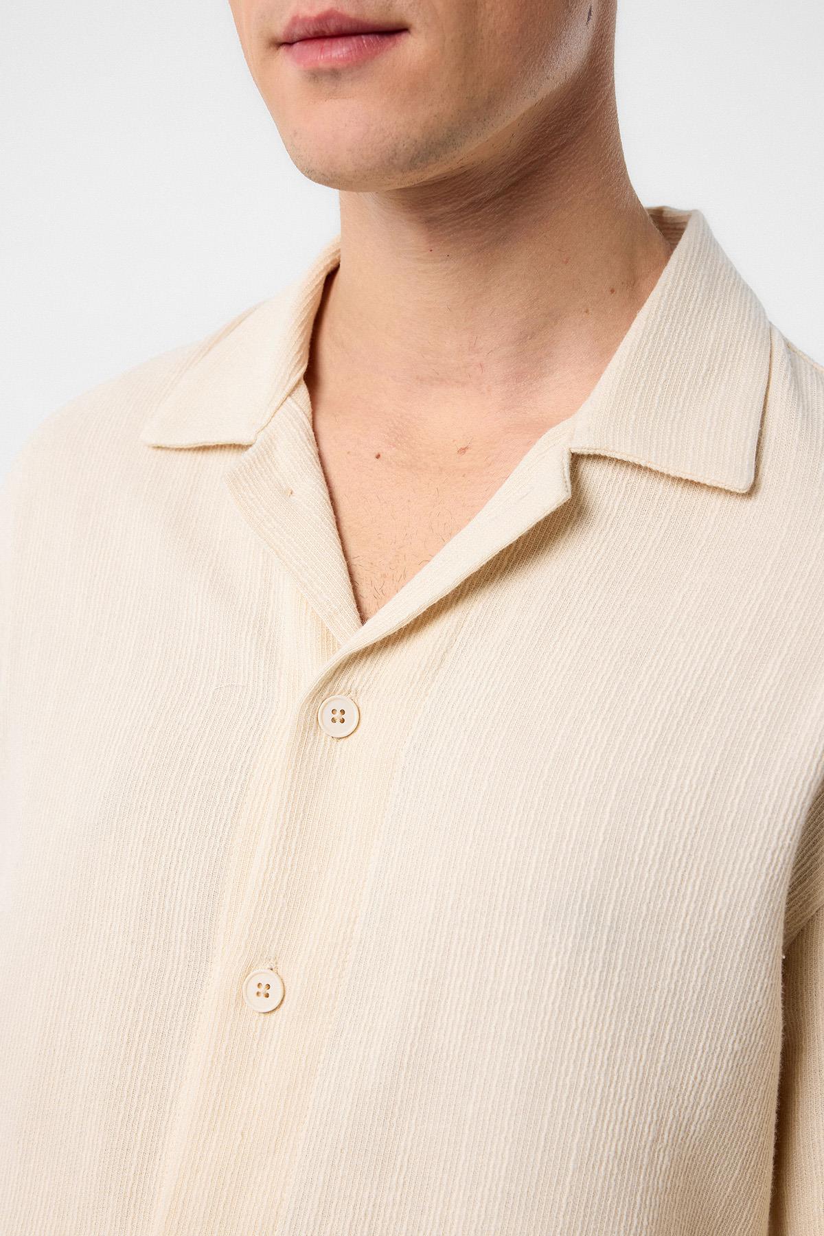 Antioch-Antioch Ekru Dokulu Erkek Gömlek-Gömlek-3-Milagron.com