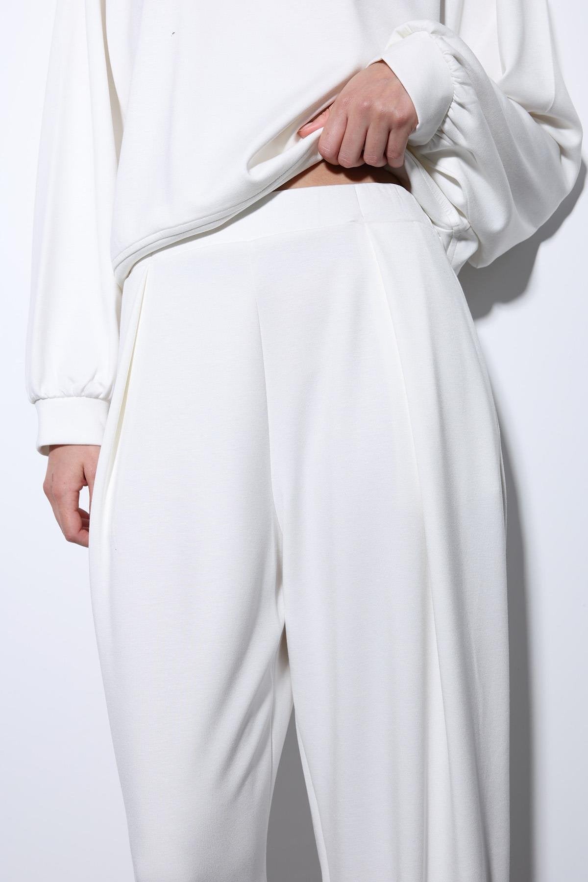 Antioch-Ekru Geniş Paça Relaxed Kadın Takım-Takım-5-Milagron.com