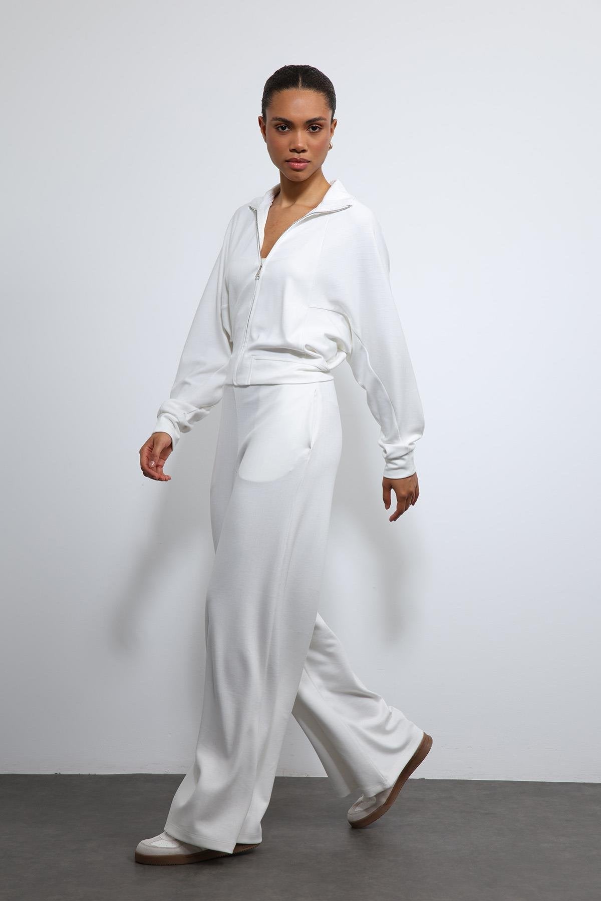 Antioch-Ekru Geniş Paça çizgili Eşofman Takım-Takım-2-Milagron.com