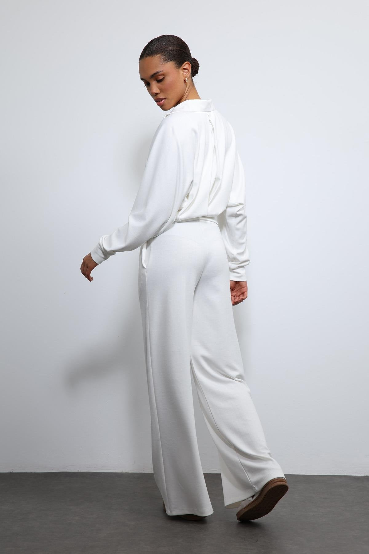 Antioch-Ekru Geniş Paça çizgili Eşofman Takım-Takım-7-Milagron.com