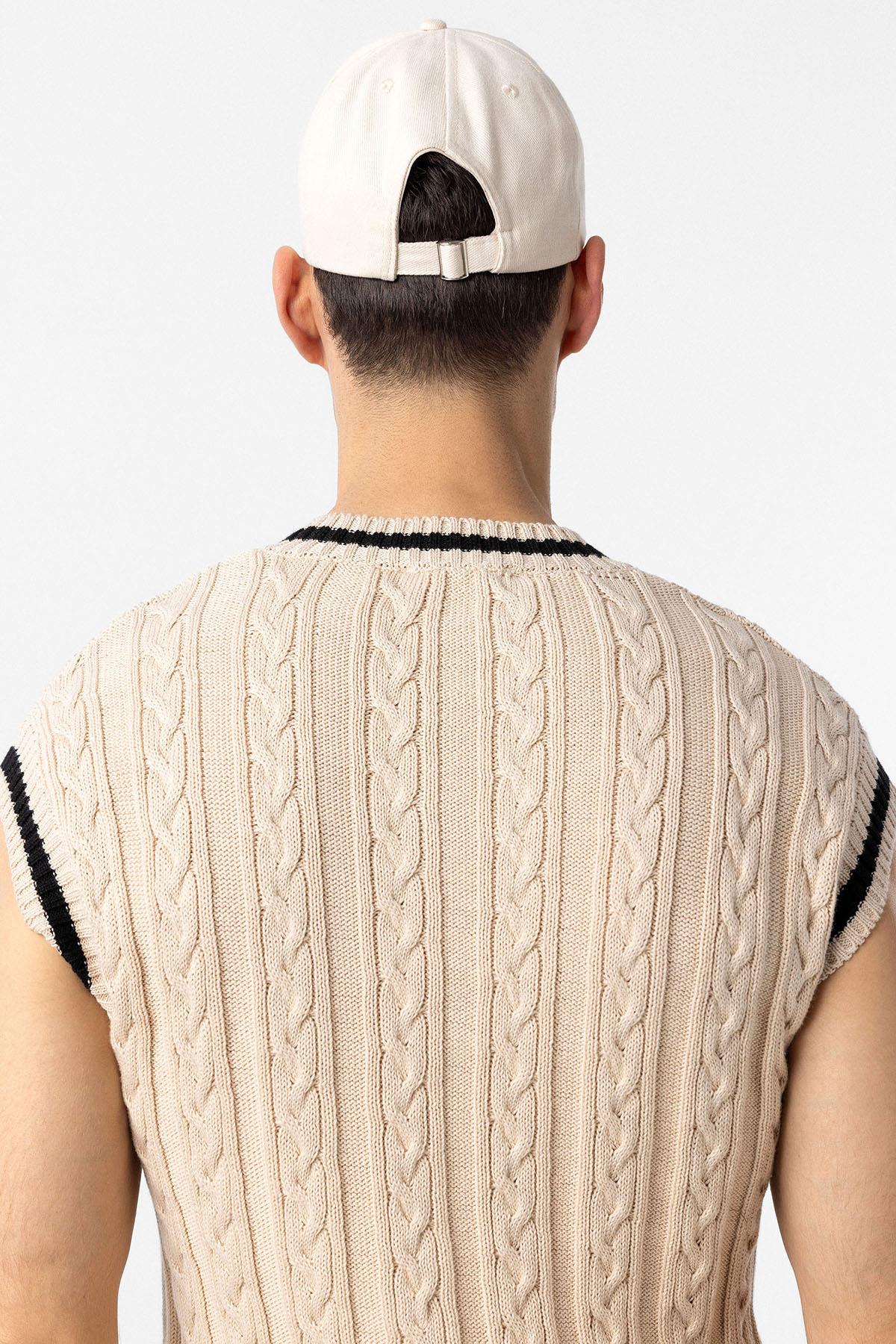 Antioch-Ekru İşlemeli Erkek Şapka-Şapka-5-Milagron.com