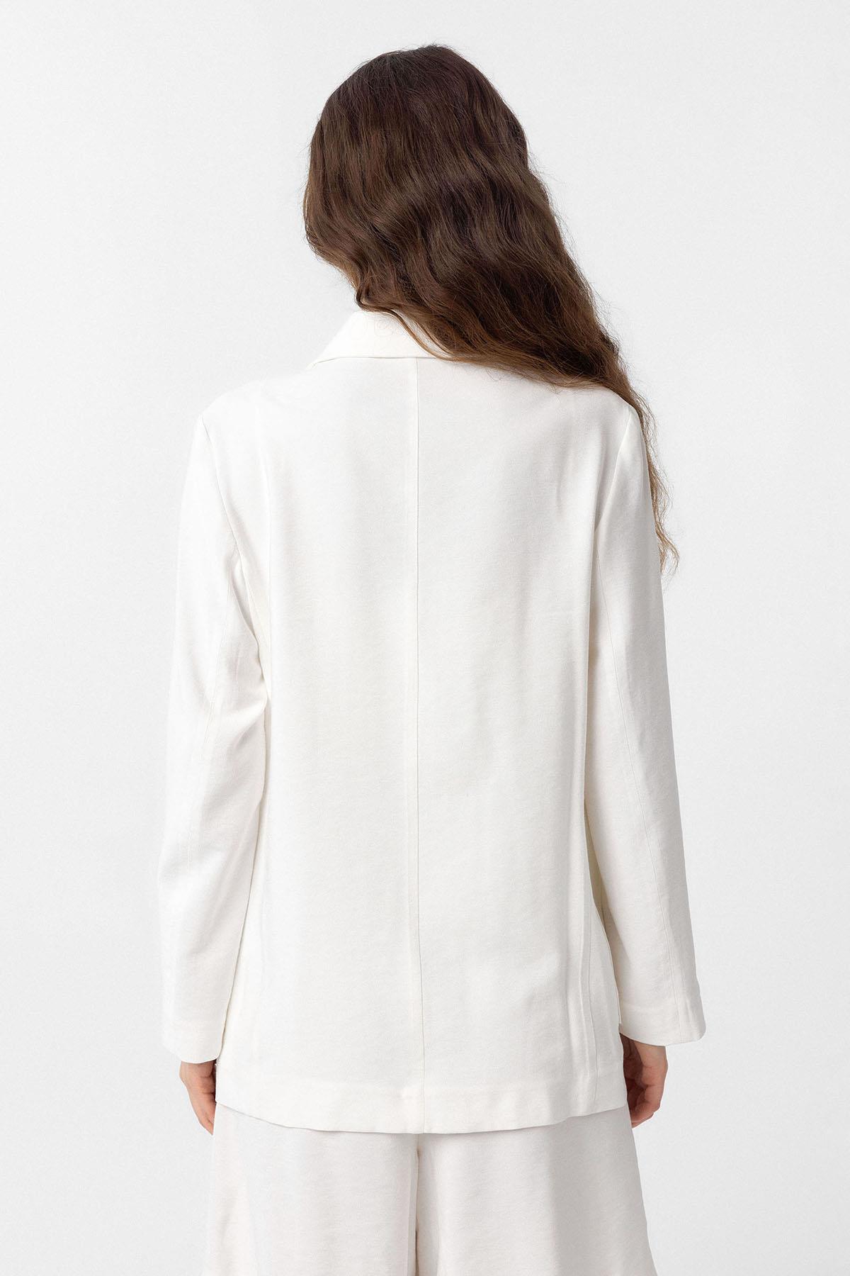 Antioch-Ekru Kruvaze Kadın Blazer Ceket-Blazer Ceket-6-Milagron.com