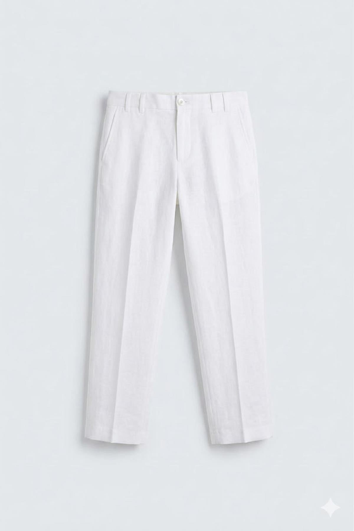 Antioch Ekru Lyocell Relaxed Fit Pileli Erkek Pantolon