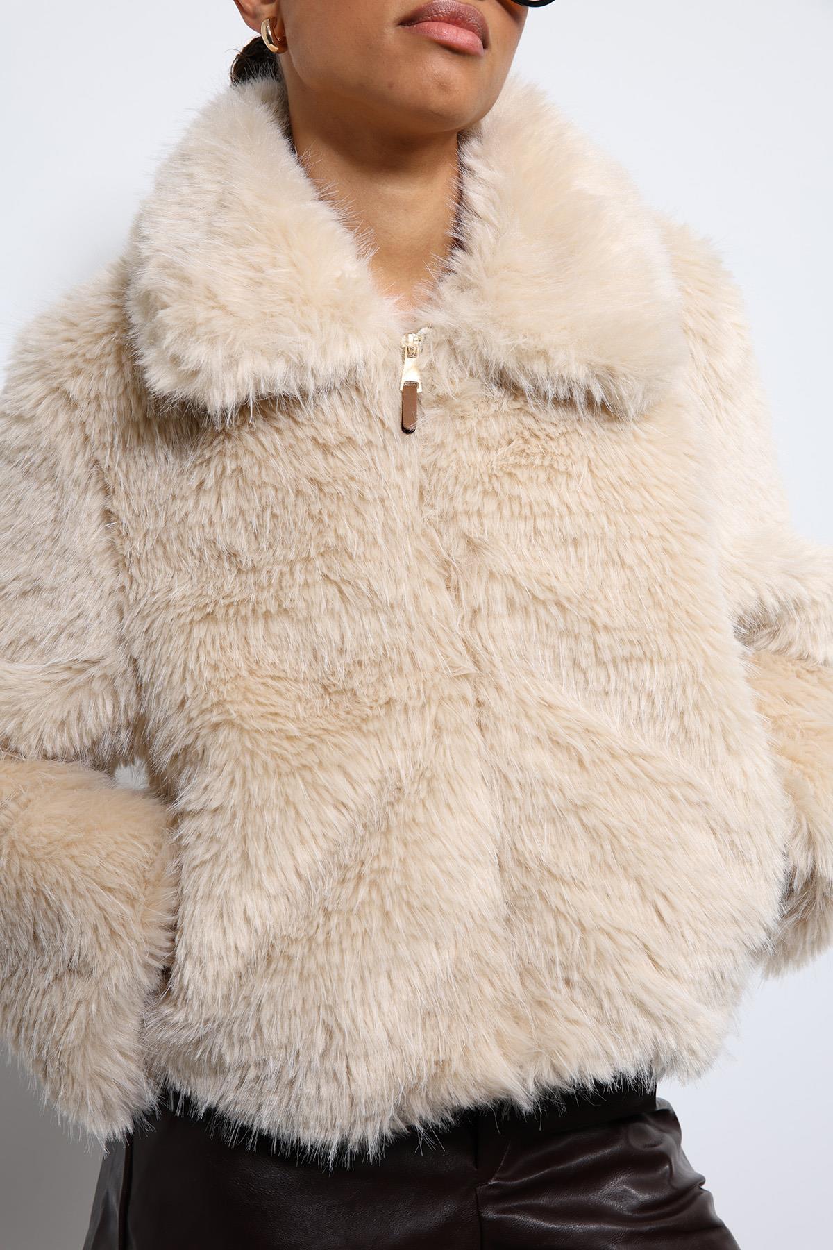 Antioch-Ekru Peluş Görünümlü Mont-Mont-5-Milagron.com