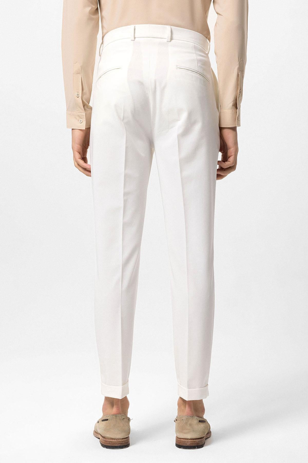 Antioch-Ekru Pileli Yüksek Bel Erkek Pantolon-Pantolon-5-Milagron.com