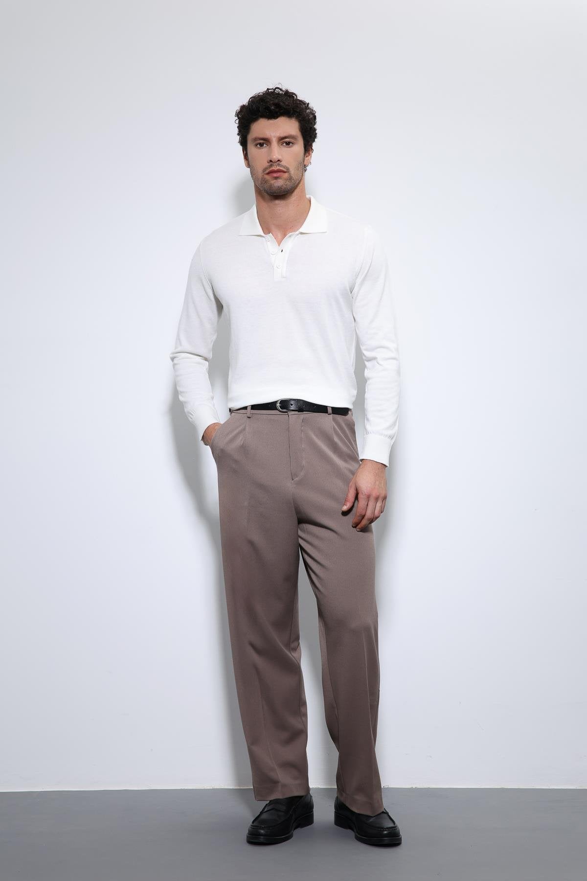 Antioch-Ekru Polo Yaka Erkek Kazak-Kazak-1-Milagron.com