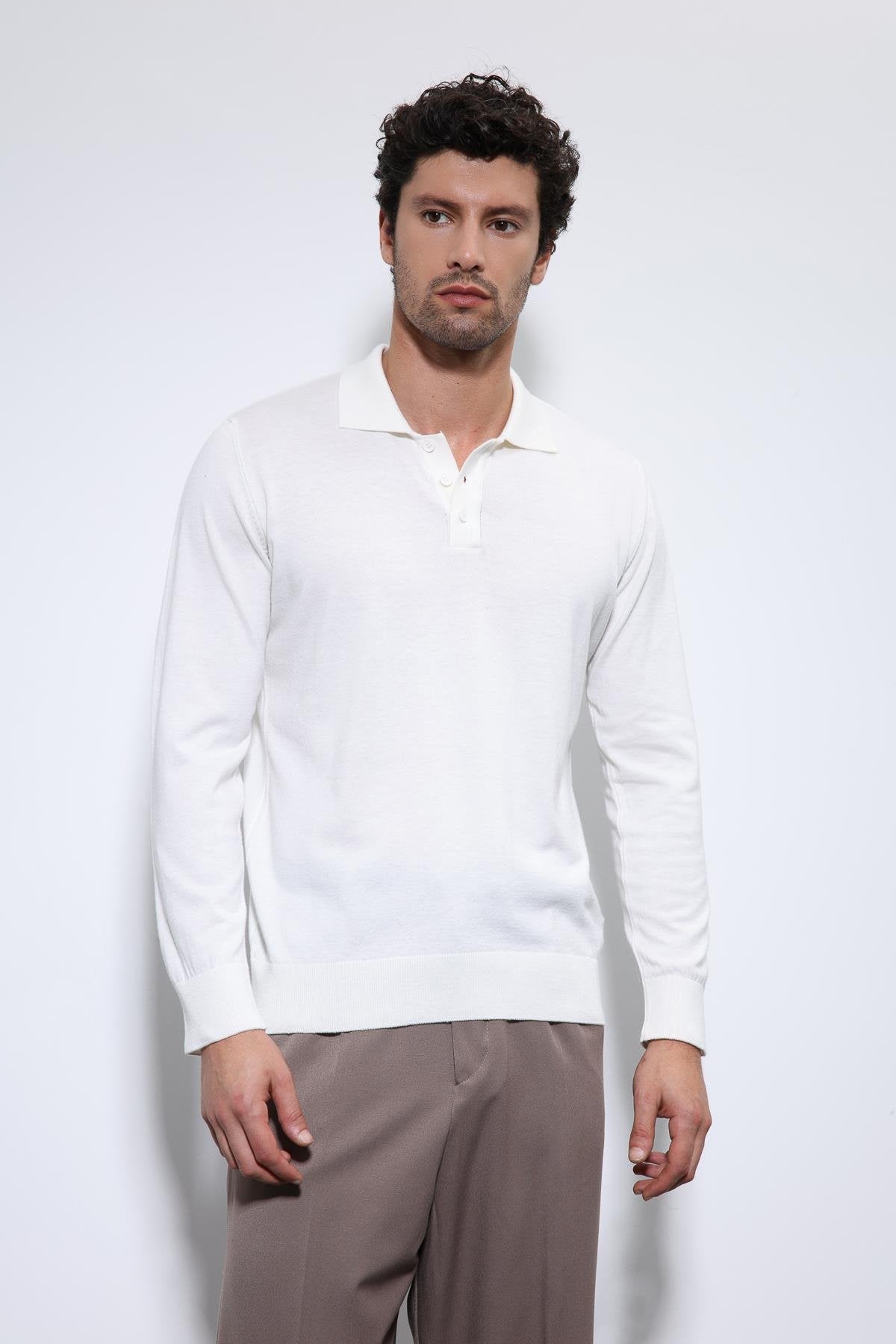 Antioch-Ekru Polo Yaka Erkek Kazak-Kazak-3-Milagron.com