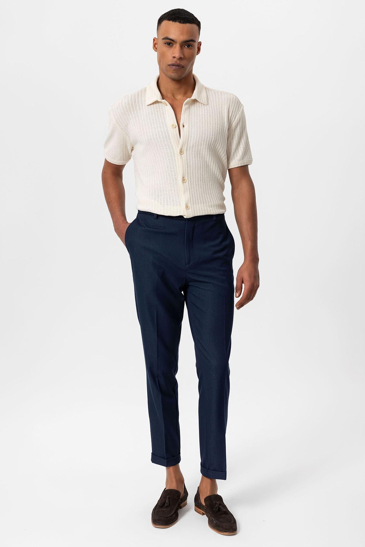 Antioch-Ekru Polo Yaka Örme Kısa Kollu Erkek Gömlek-Gömlek-2-Milagron.com