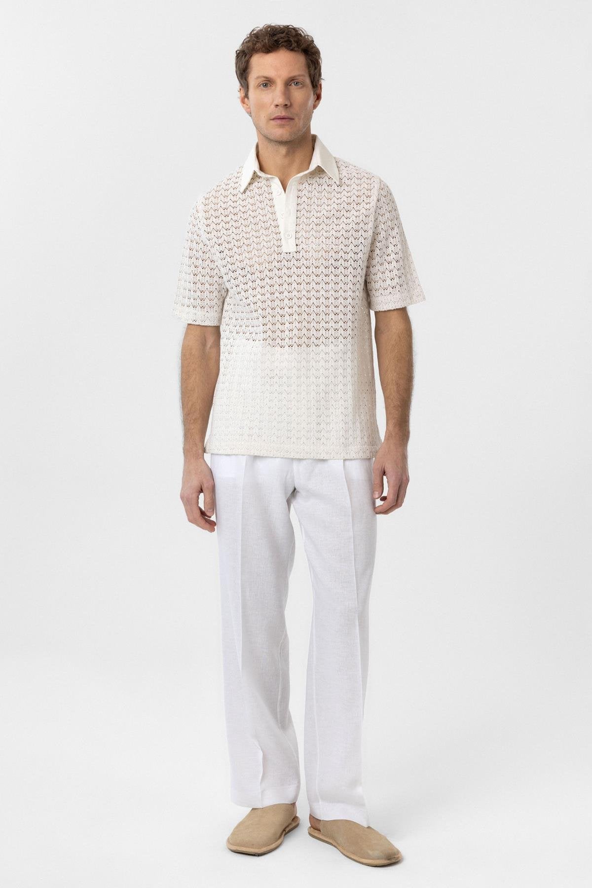 Antioch-Ekru Polo Yaka örgü Erkek T Shirt-T-Shirts-3-Milagron.com