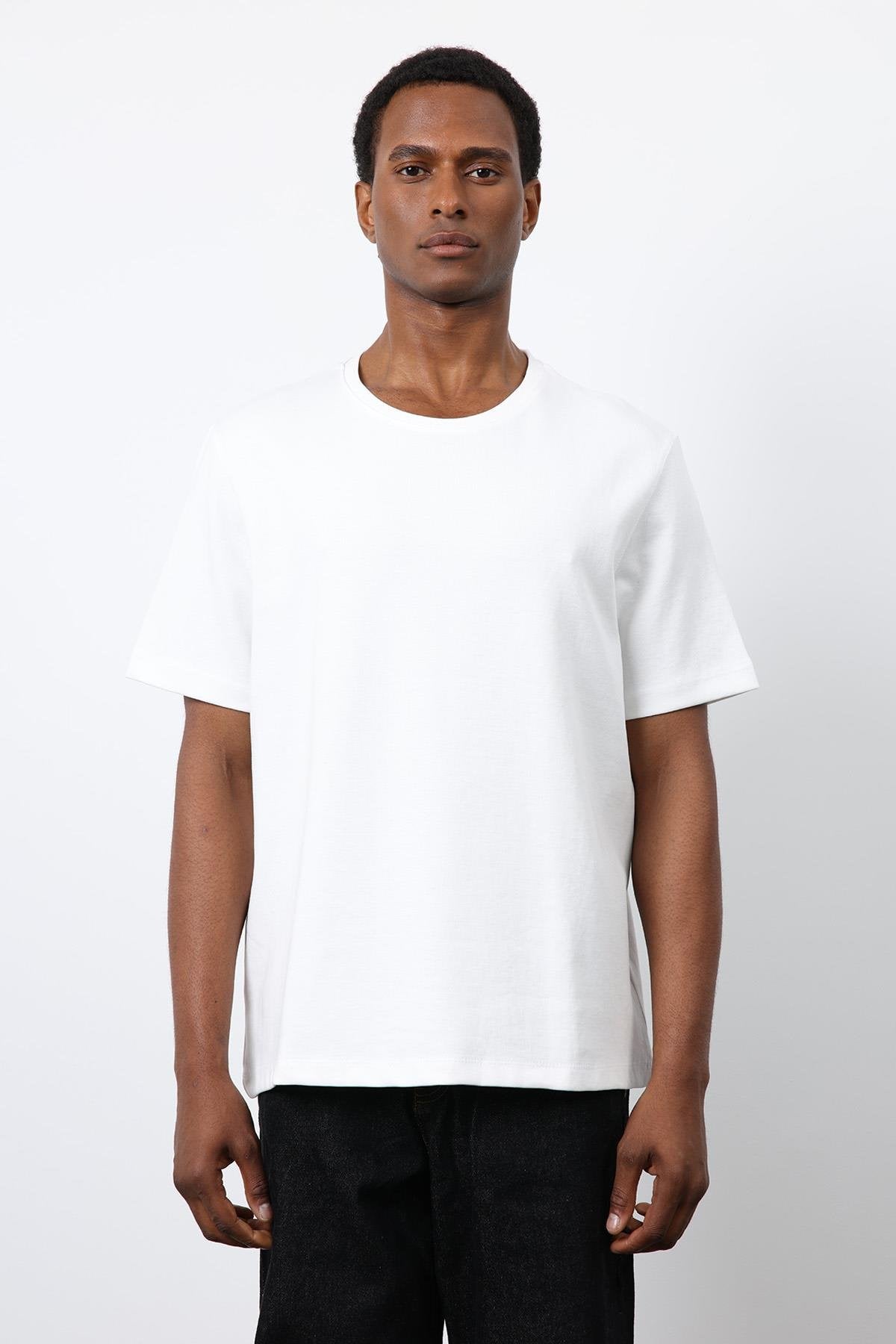 Antioch-Ekru Regular Fit Basic Erkek T Shirt-T-Shirt-2-Milagron.com