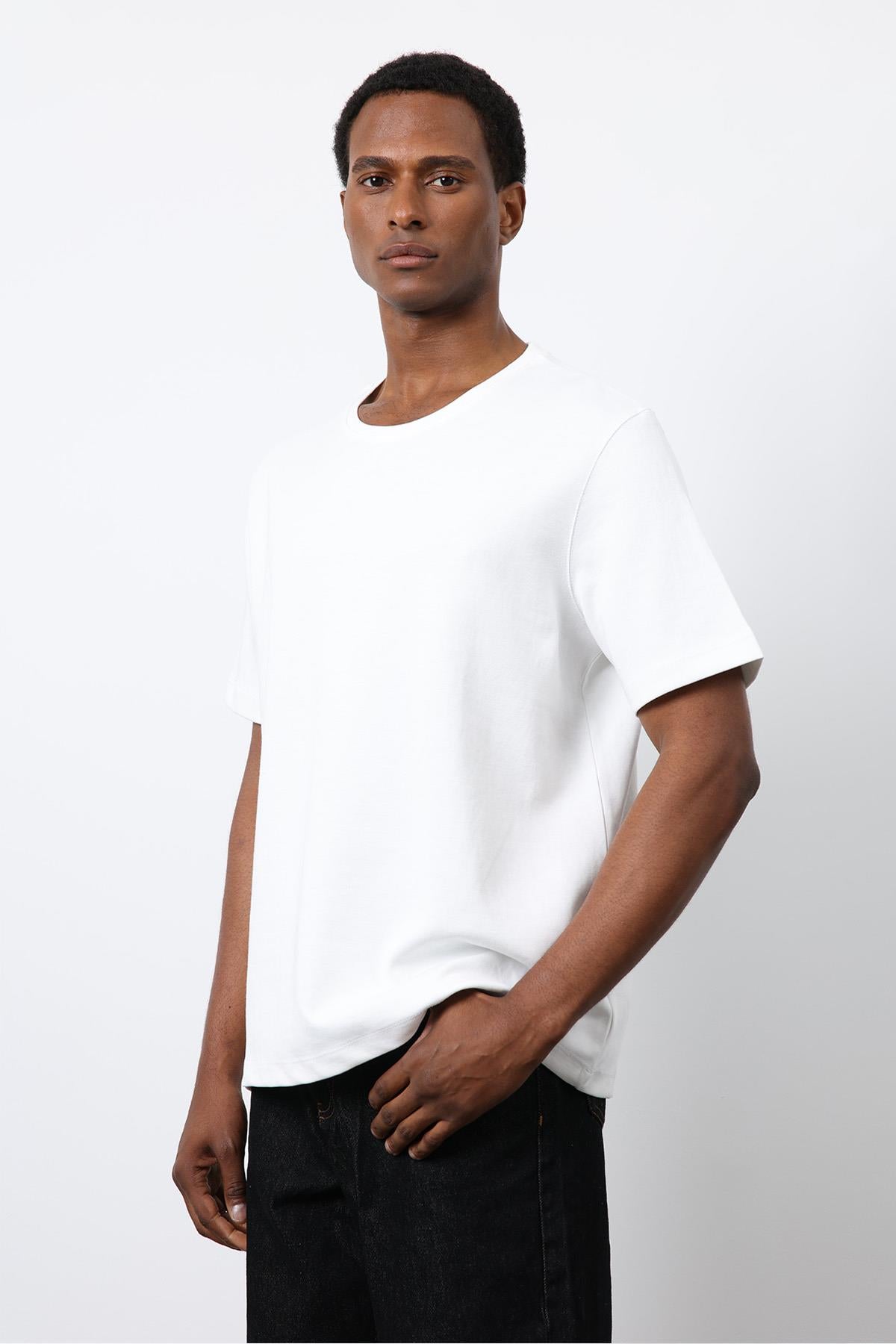 Antioch-Ekru Regular Fit Basic Erkek T Shirt-T-Shirt-3-Milagron.com