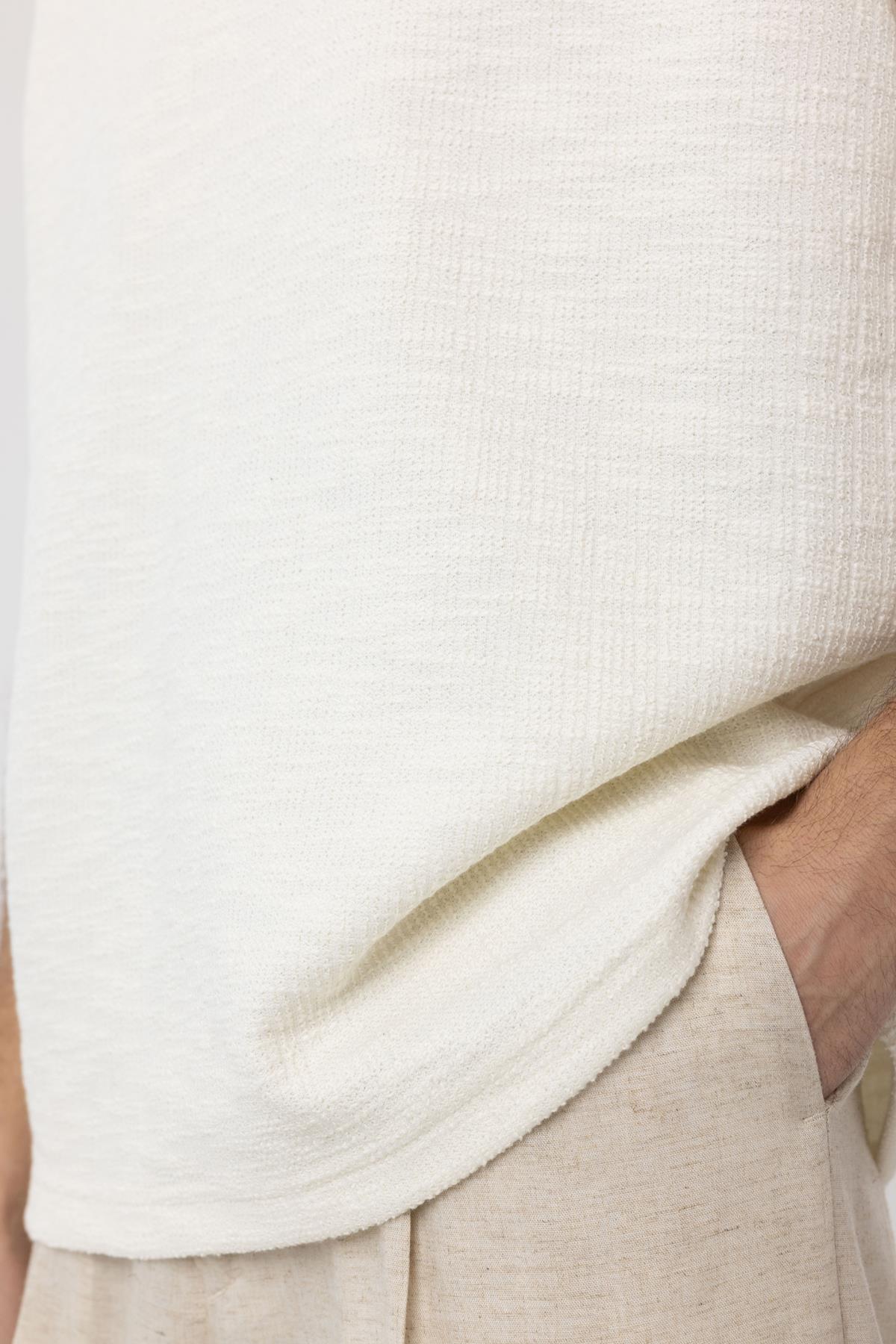 Antioch-Ekru Regular Fit Dokulu Erkek Kolsuz T Shirt-T-Shirts-6-Milagron.com