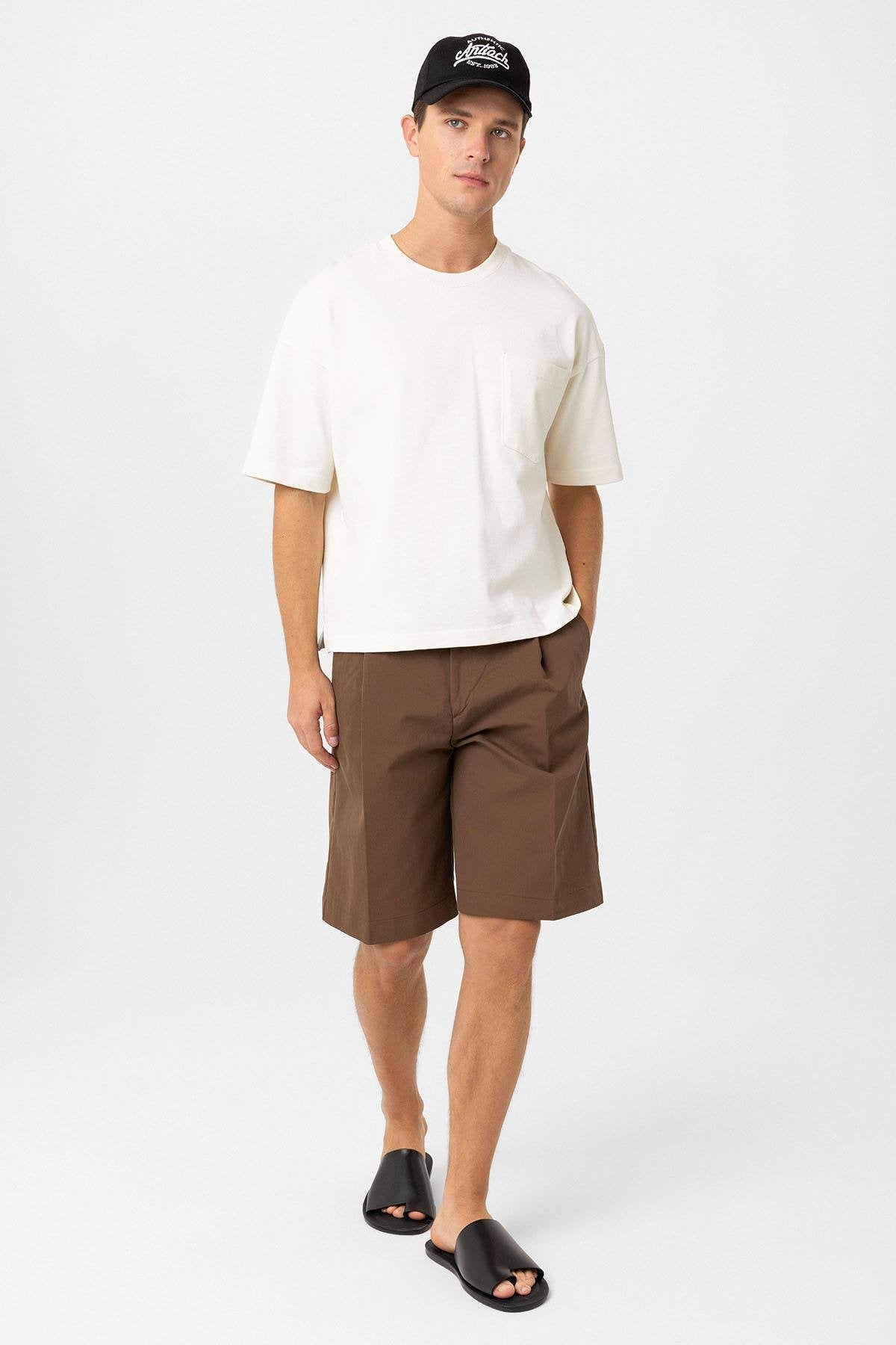 Antioch-Ekru Relaxed Basic Erkek T Shirt-T-Shirts-2-Milagron.com