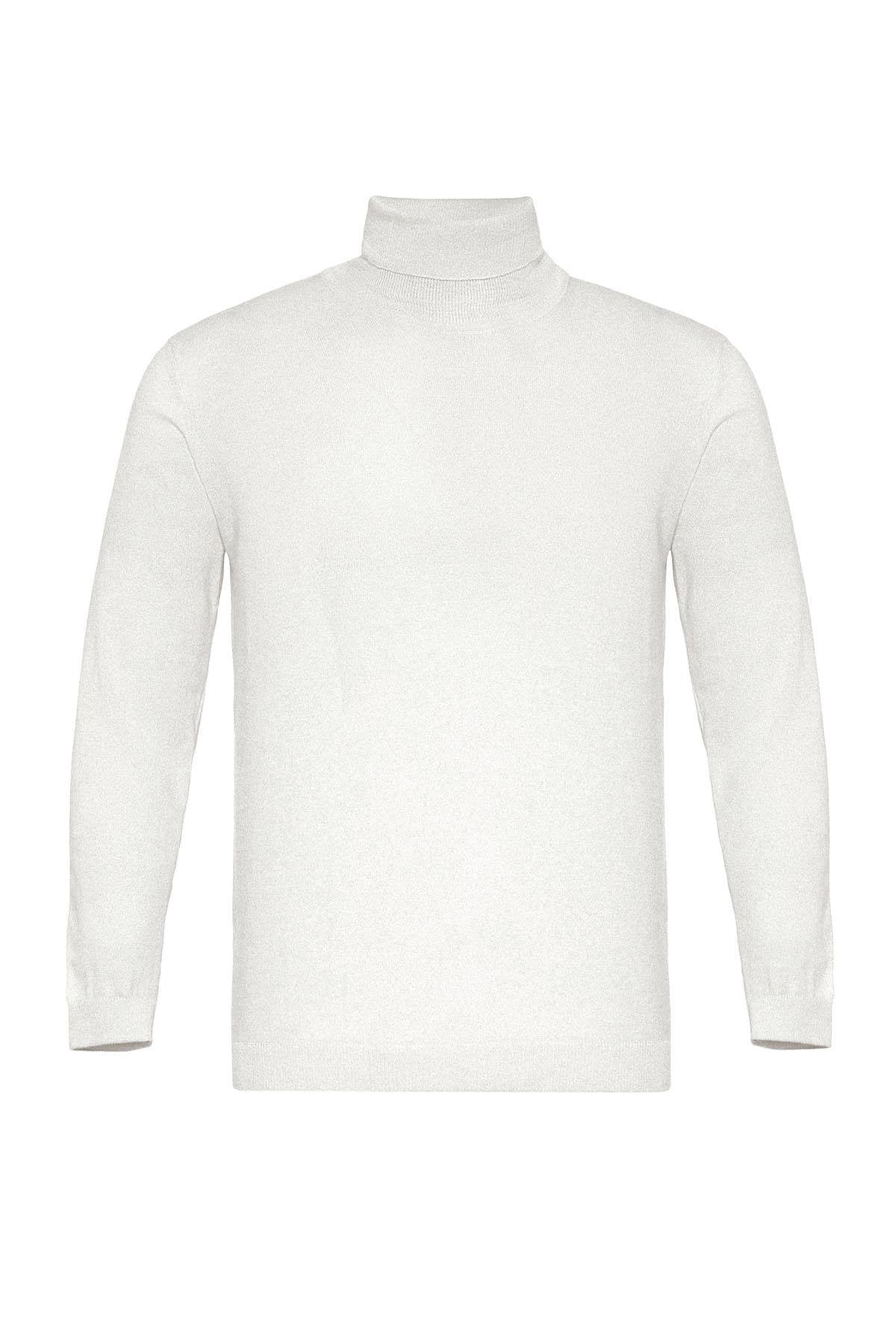 Antioch-Ekru Tam Boğazlı Erkek Triko-Kazak & Triko-1-Milagron.com