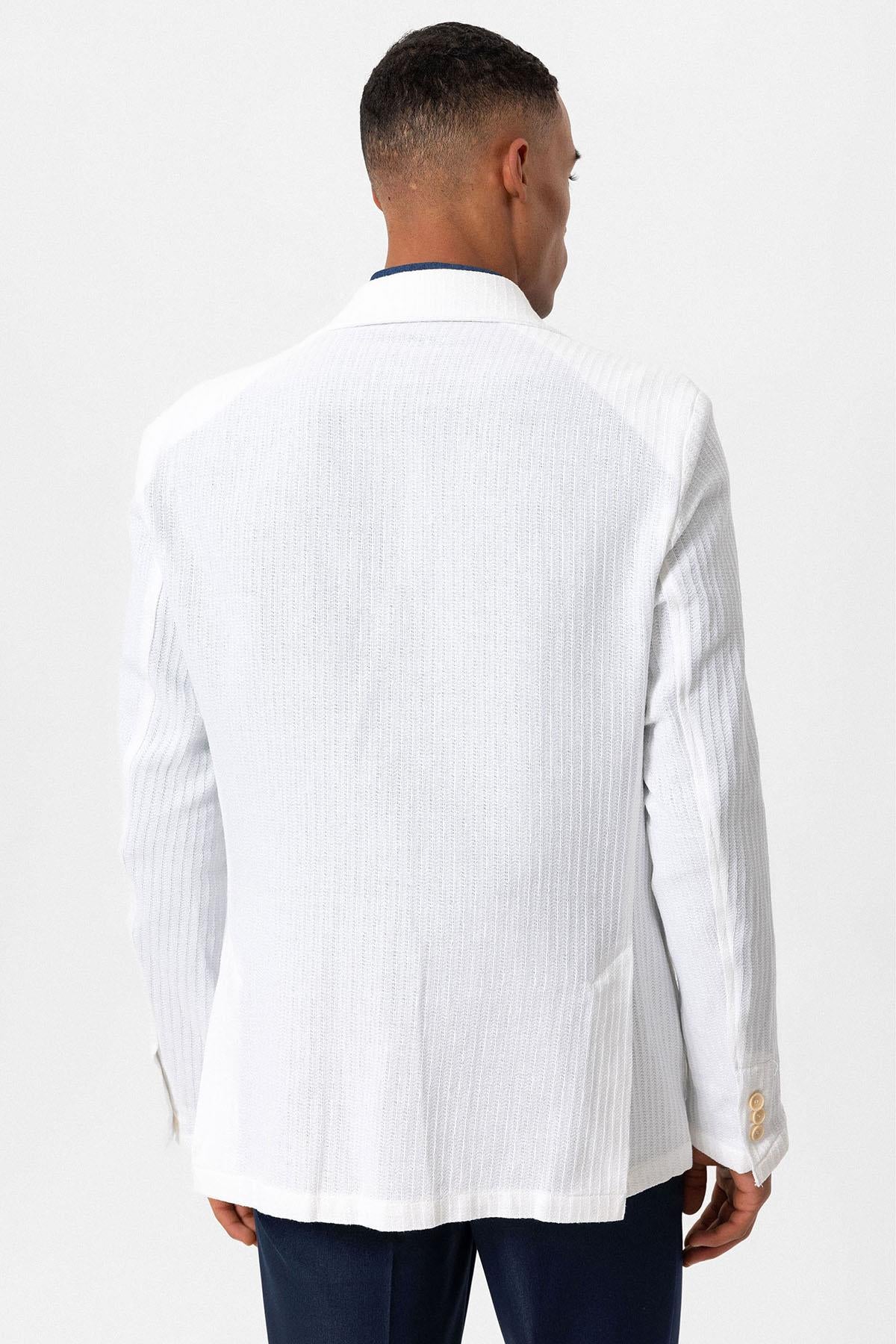 Antioch-Ekru Torba Cepli Astarsız Erkek Blazer Ceket-Ceket-5-Milagron.com