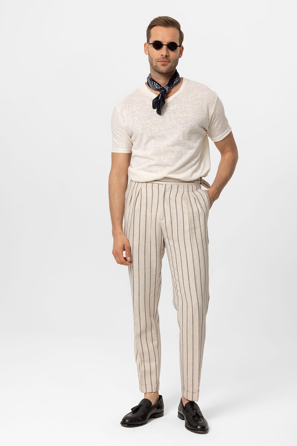 Antioch-Ekru V Yaka Basic Erkek T Shirt-T-Shirts-1-Milagron.com