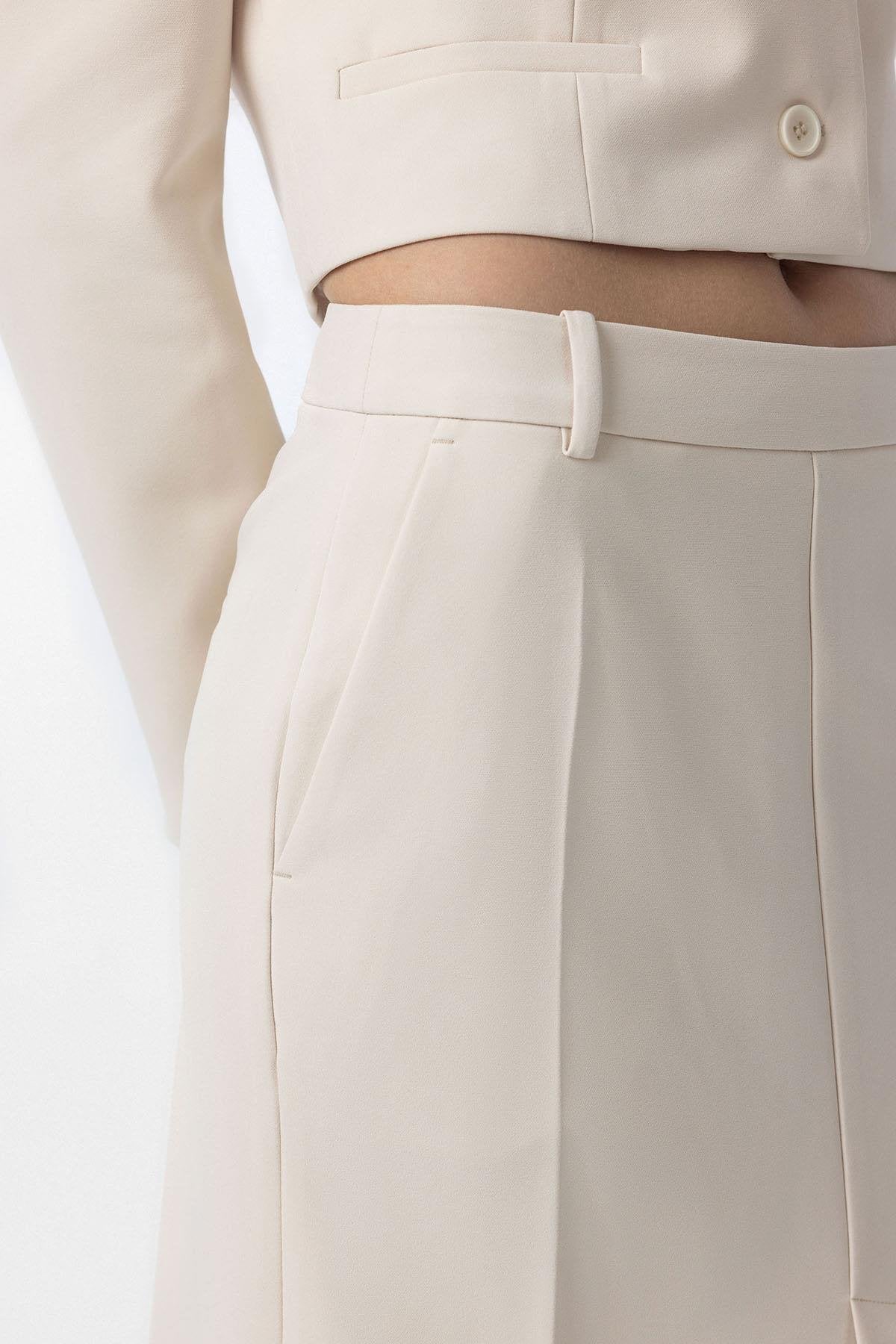 Antioch-Ekru Yırtmaçlı Kadın Kalem Etek-Etek-4-Milagron.com