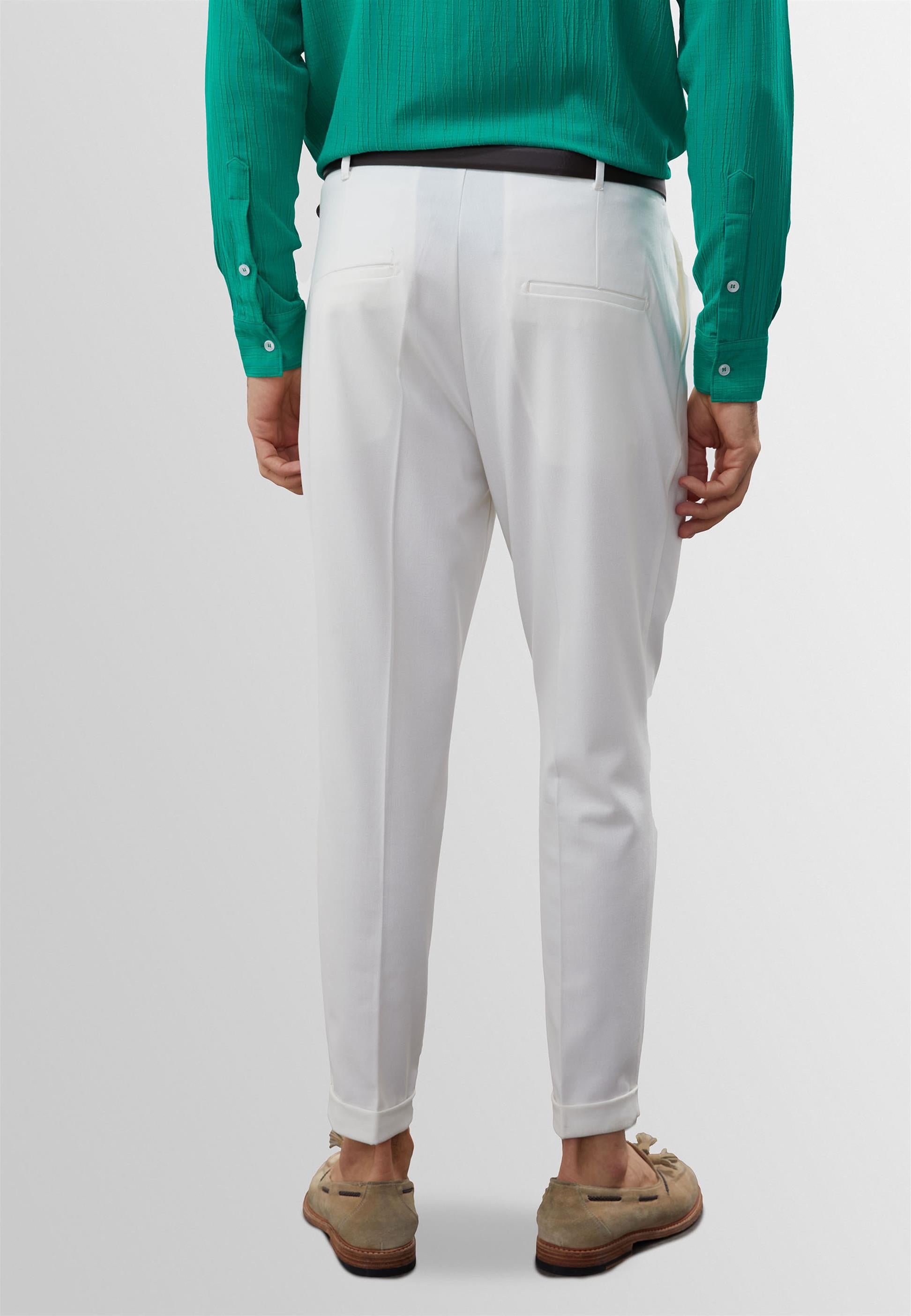 Antioch-Ekru Yüksek Bel Kemerli Pantolon-Pantolon-5-Milagron.com