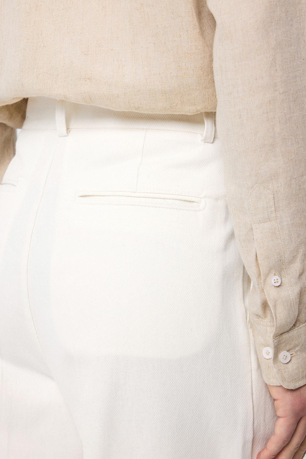 Antioch-Ekru Yüksek Bel Pamuklu Erkek Pantolon-Kumaş Pantolon-5-Milagron.com