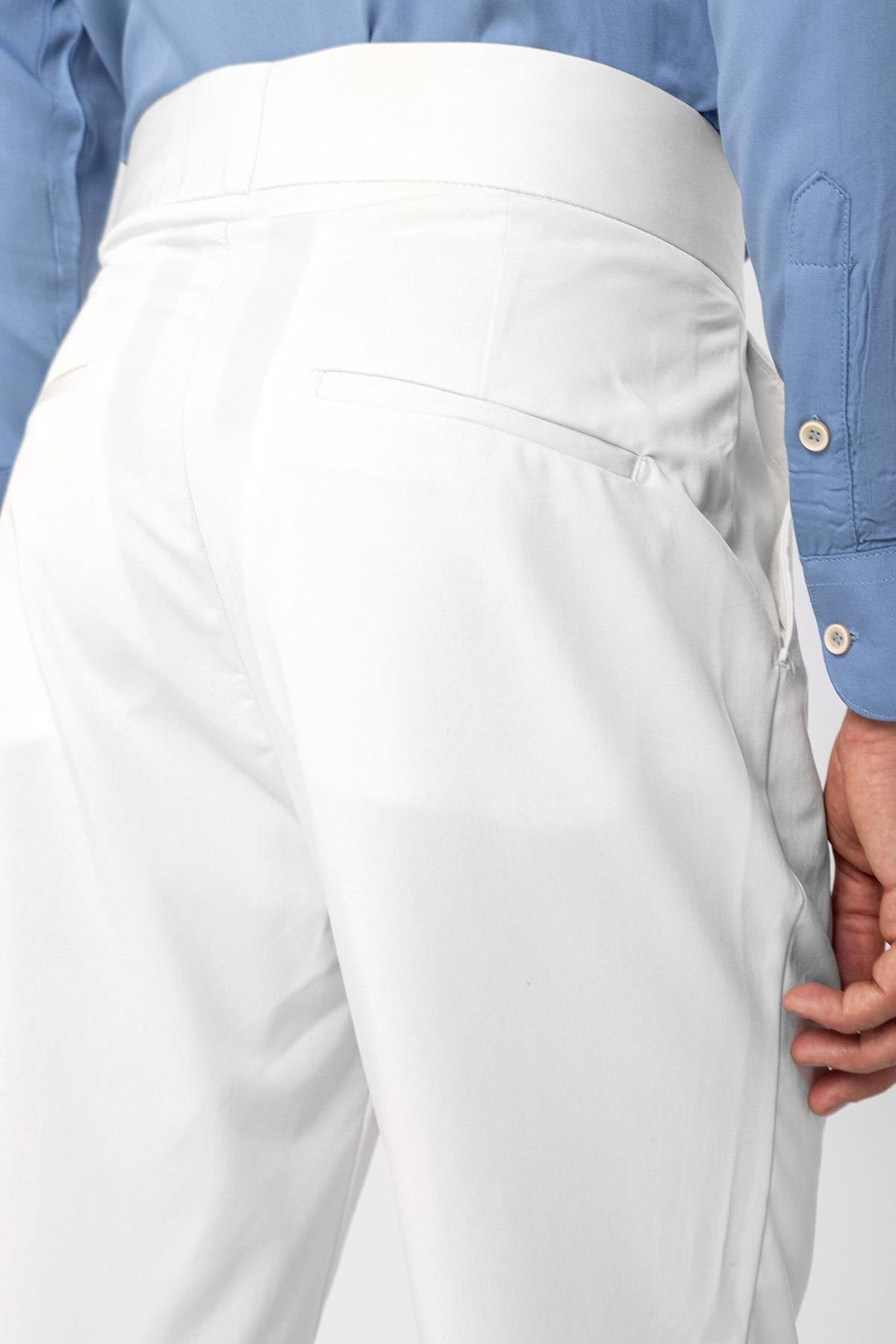 Antioch-Ekru Yüksek Bel Toka Kemerli Pileli Kumaş Pantolon-Pantolon-8-Milagron.com