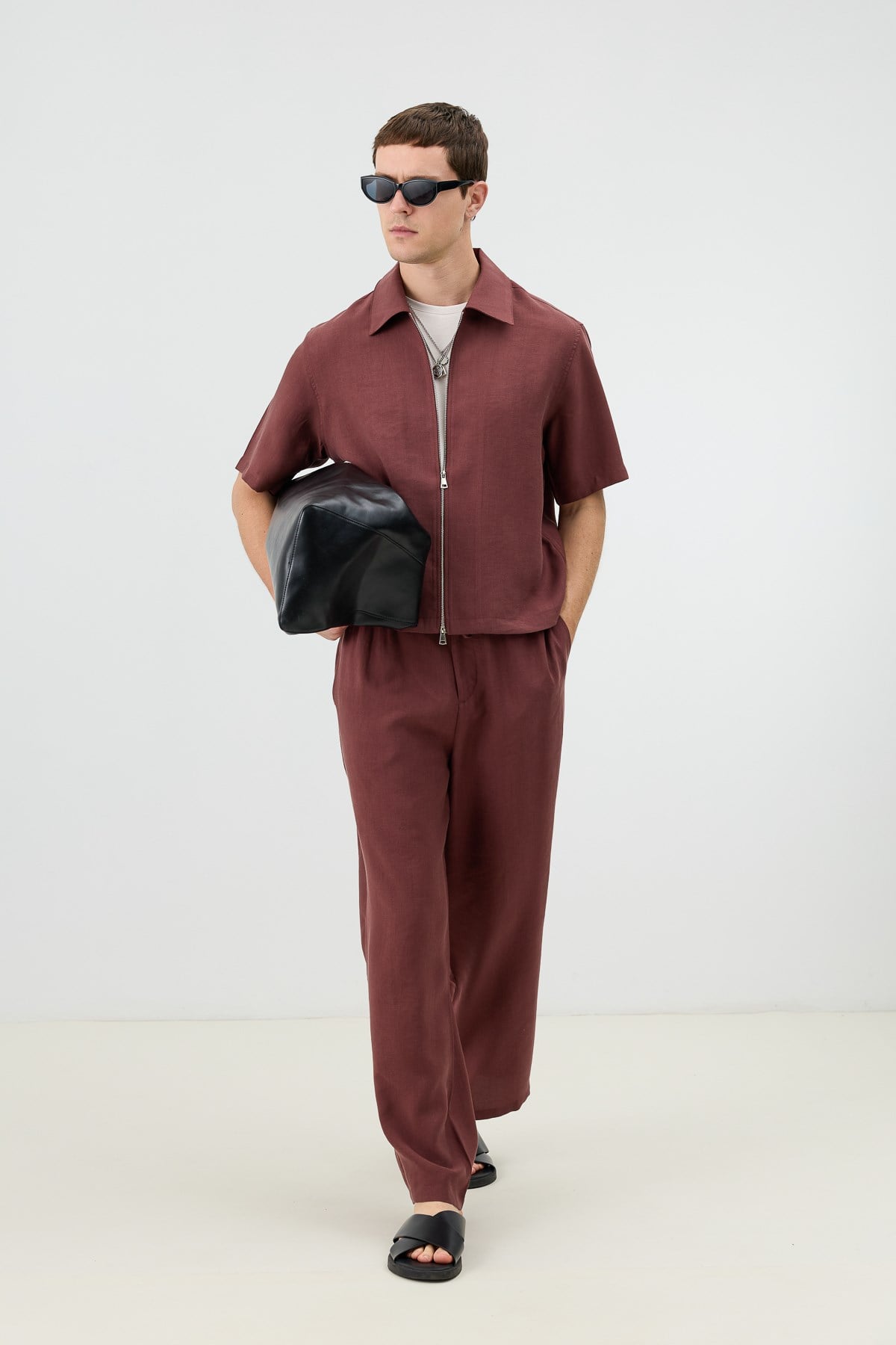 Antioch Bordo Modal Karışımlı Relaxed Erkek Pantolon
