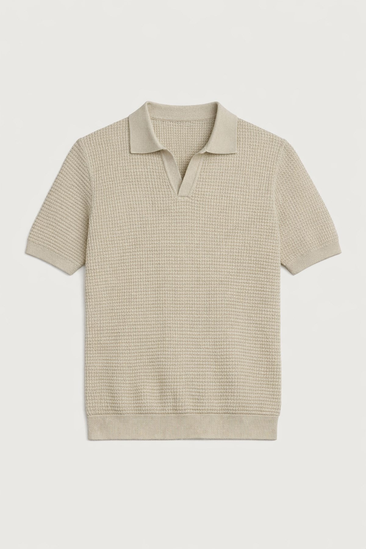 Antioch Bej Örgü Dokulu Polo Yaka Erkek T-Shirt