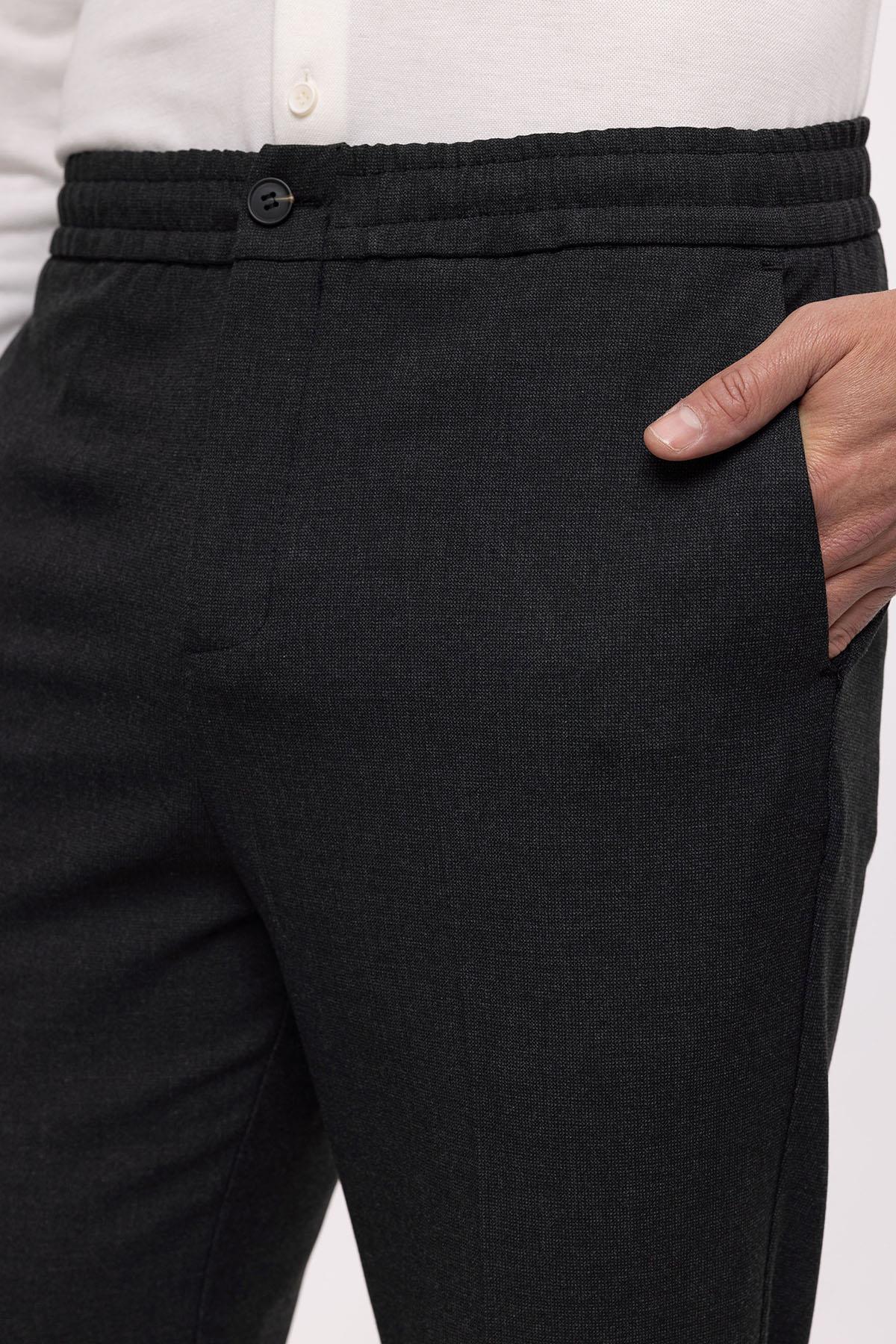 Antioch-Füme Beli Lastikli Regular Fit Erkek Pantolon-Pantolon-5-Milagron.com