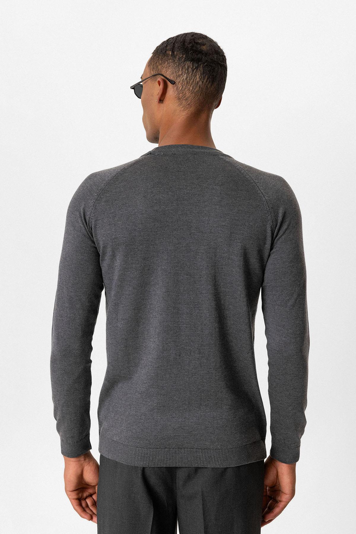 Antioch-Füme Bisiklet Yaka Slim Fit Triko Kazak-Kazak & Triko-4-Milagron.com