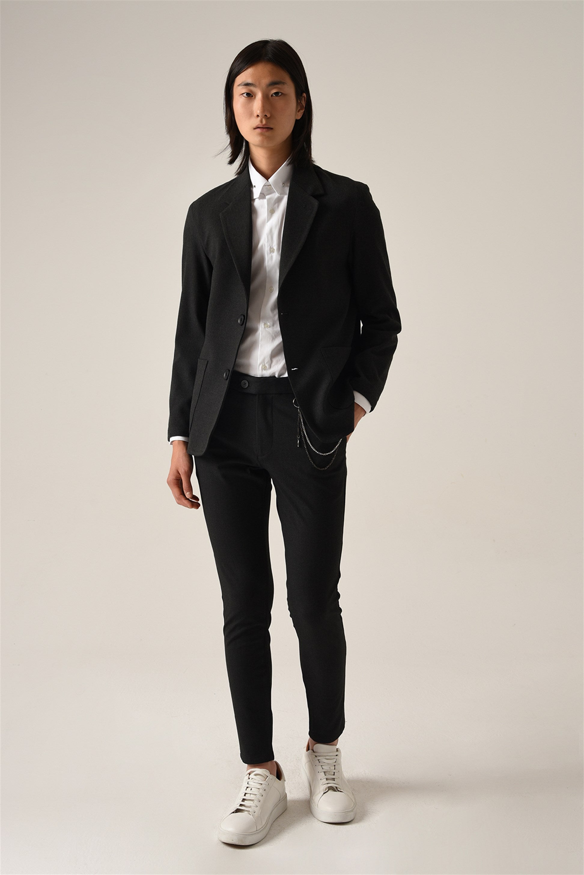 Antioch-Füme Erkek Aksesuar Detaylı Slim Fit Pantolon-Kumaş Pantolon-1-Milagron.com