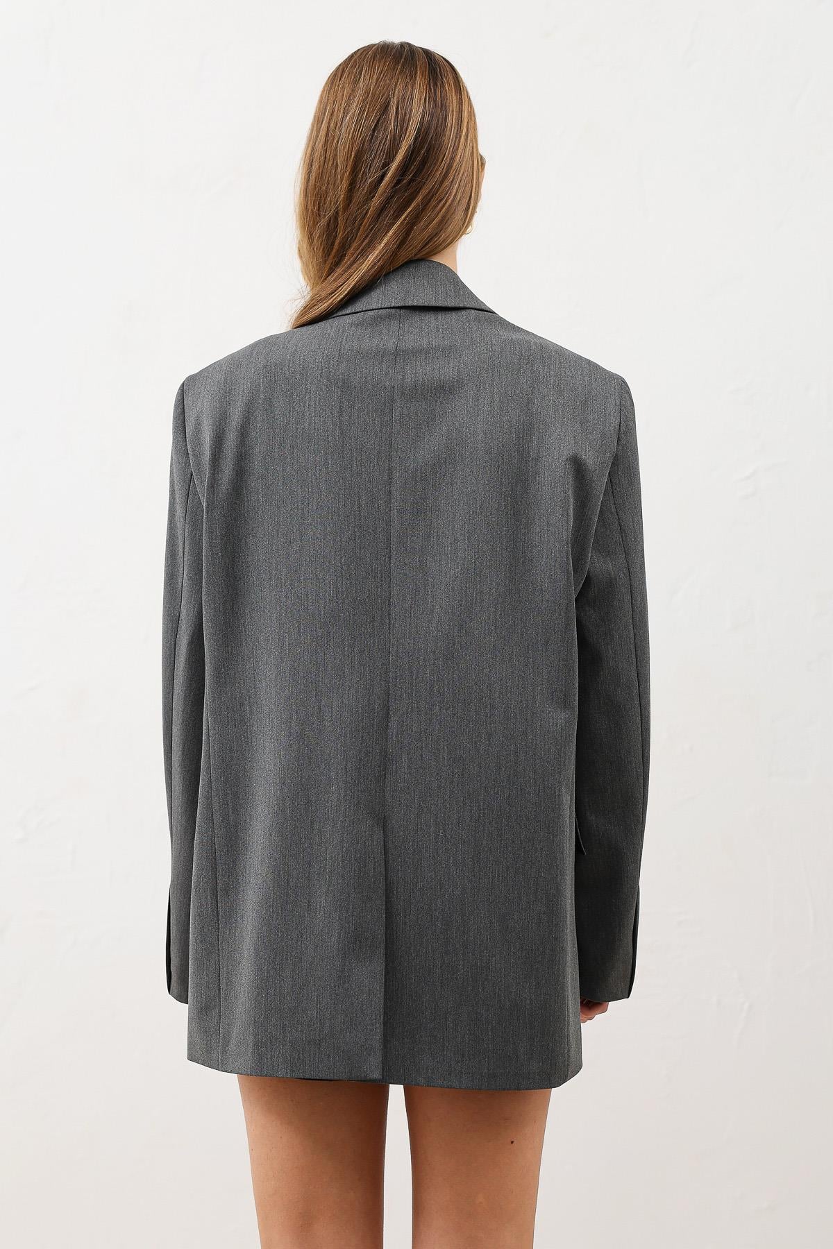 Antioch Gri Kruvaze Kadın Blazer