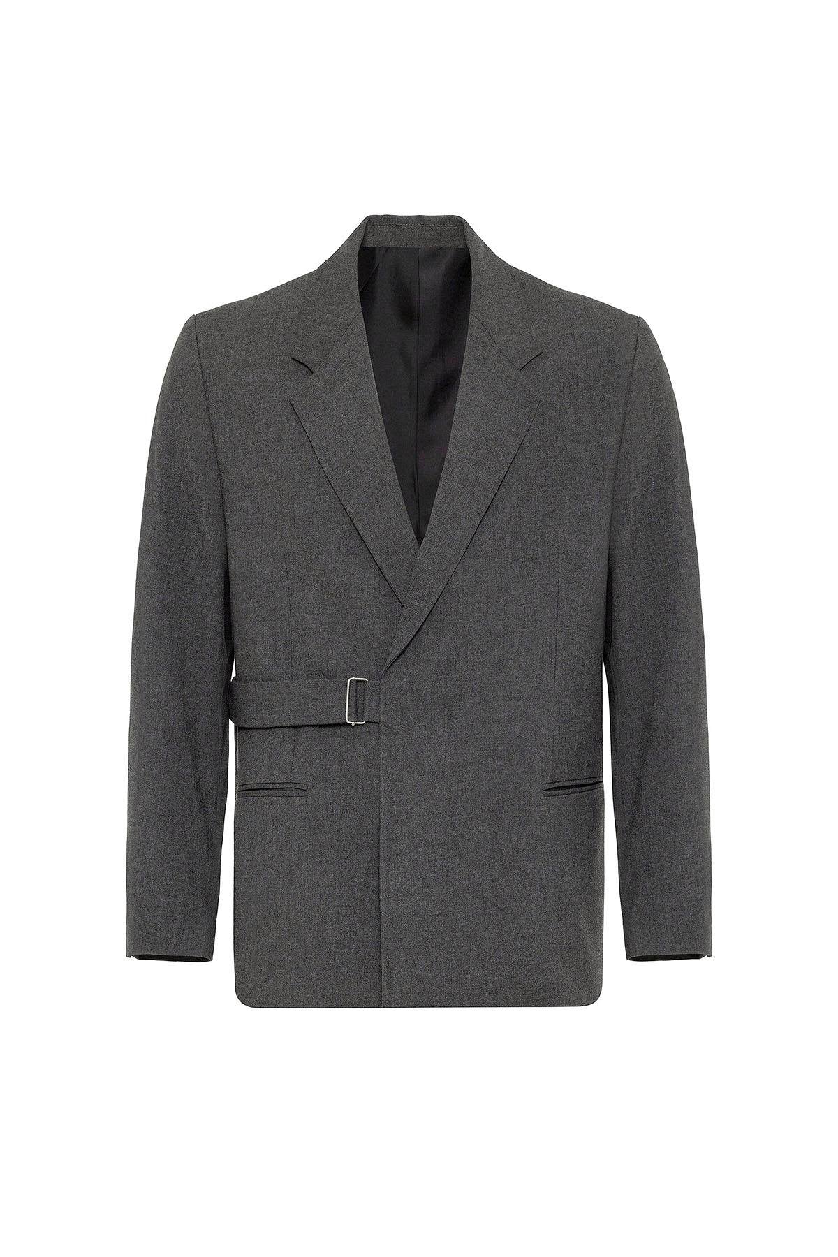 Antioch-Gri Kuşaklı Relax Fit Erkek Blazer Ceket-Blazer Ceket-6-Milagron.com